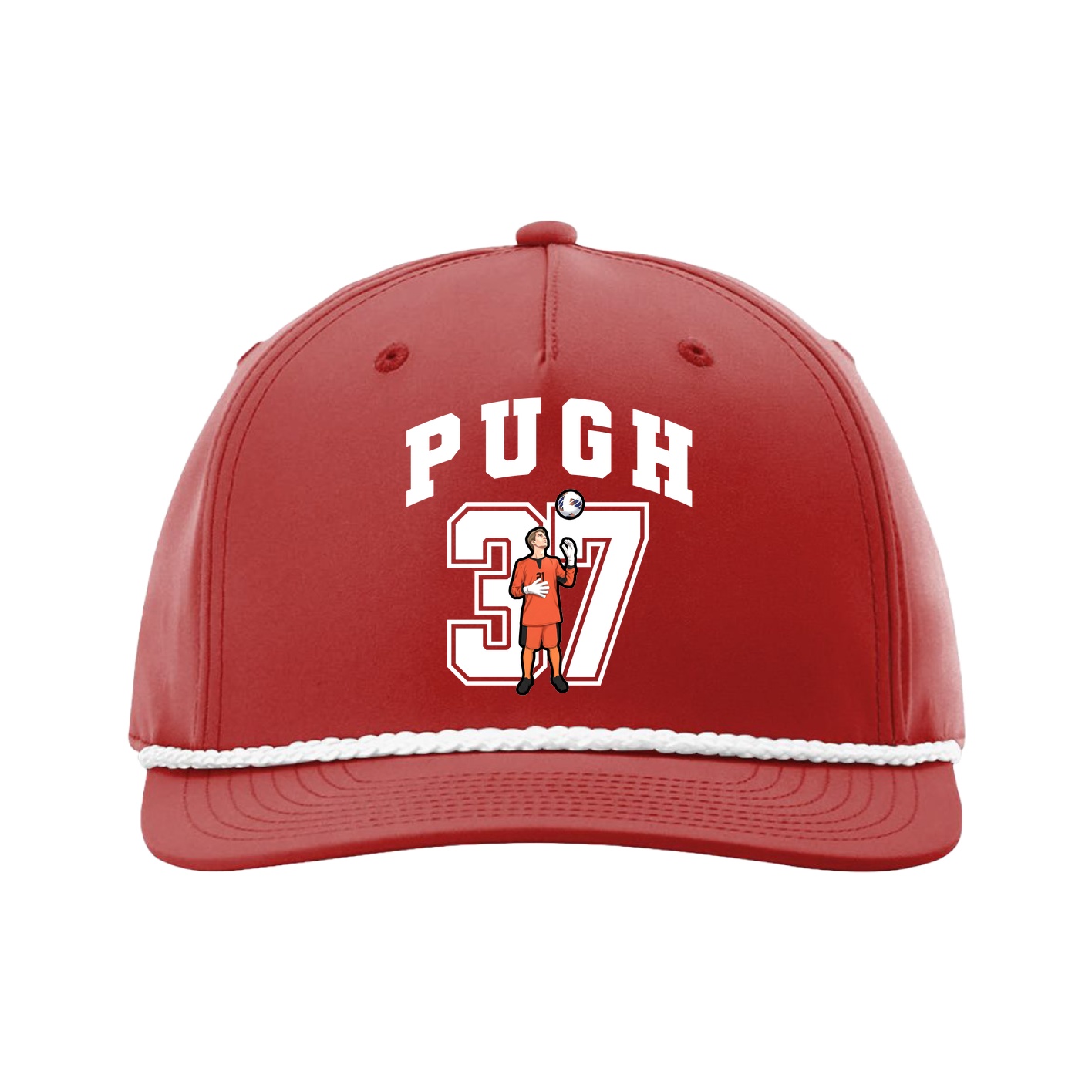 Five-Panel Classic Rope Cap — Number in Red