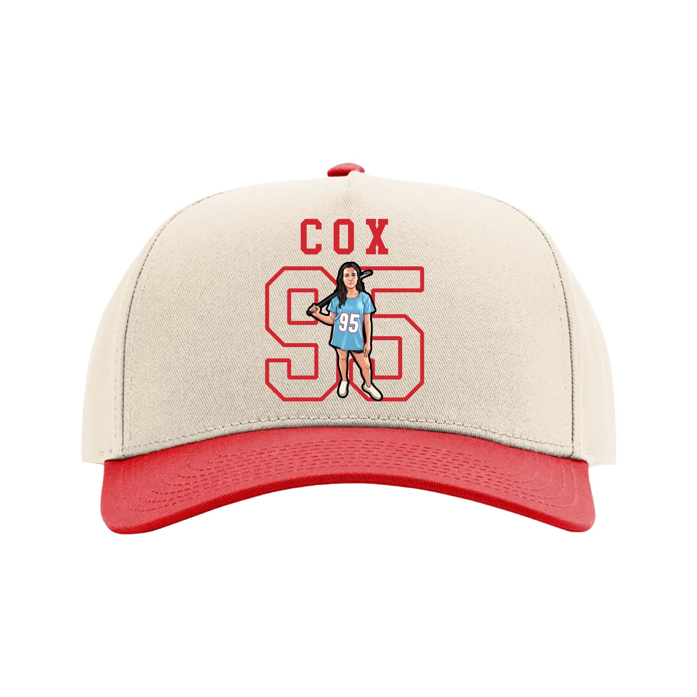 Full Fabric Five-Panel Champ Cap — Shirsey in Cream/Red