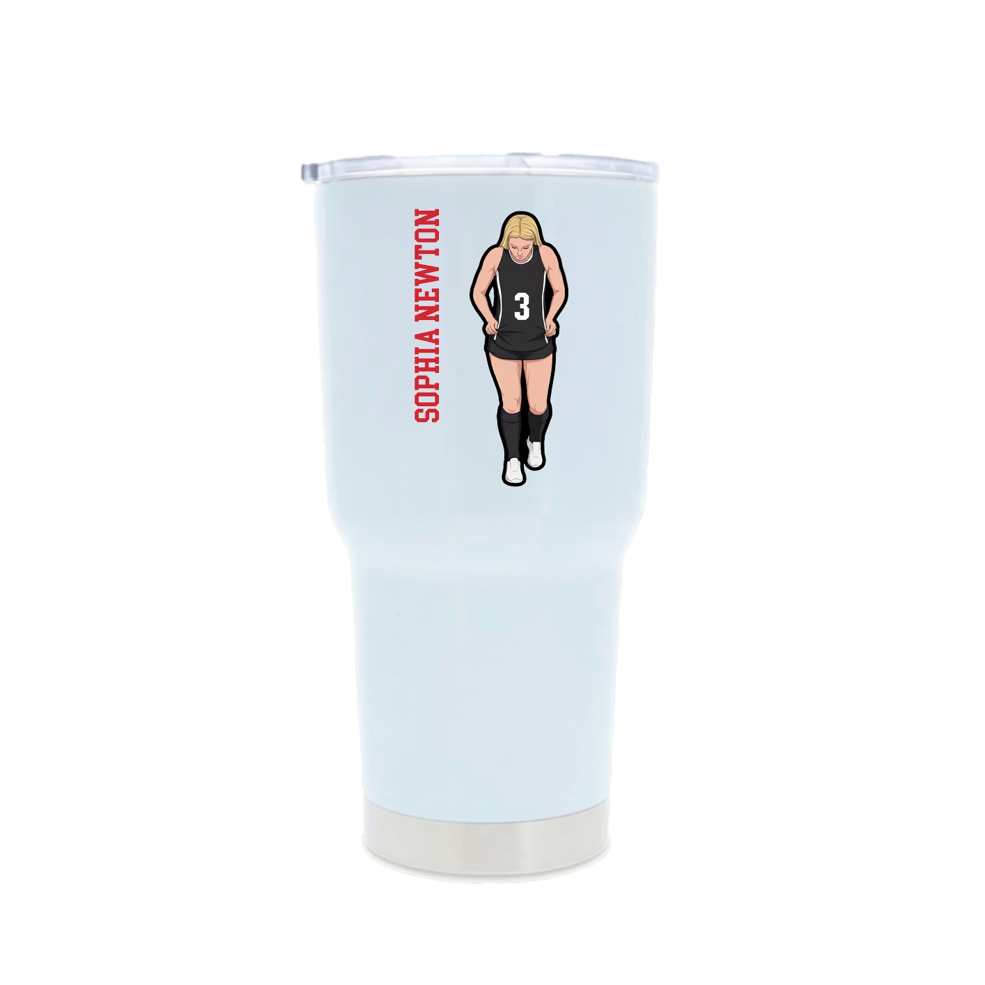 30oz Stainless Steel Tumbler — Name Vertical in White