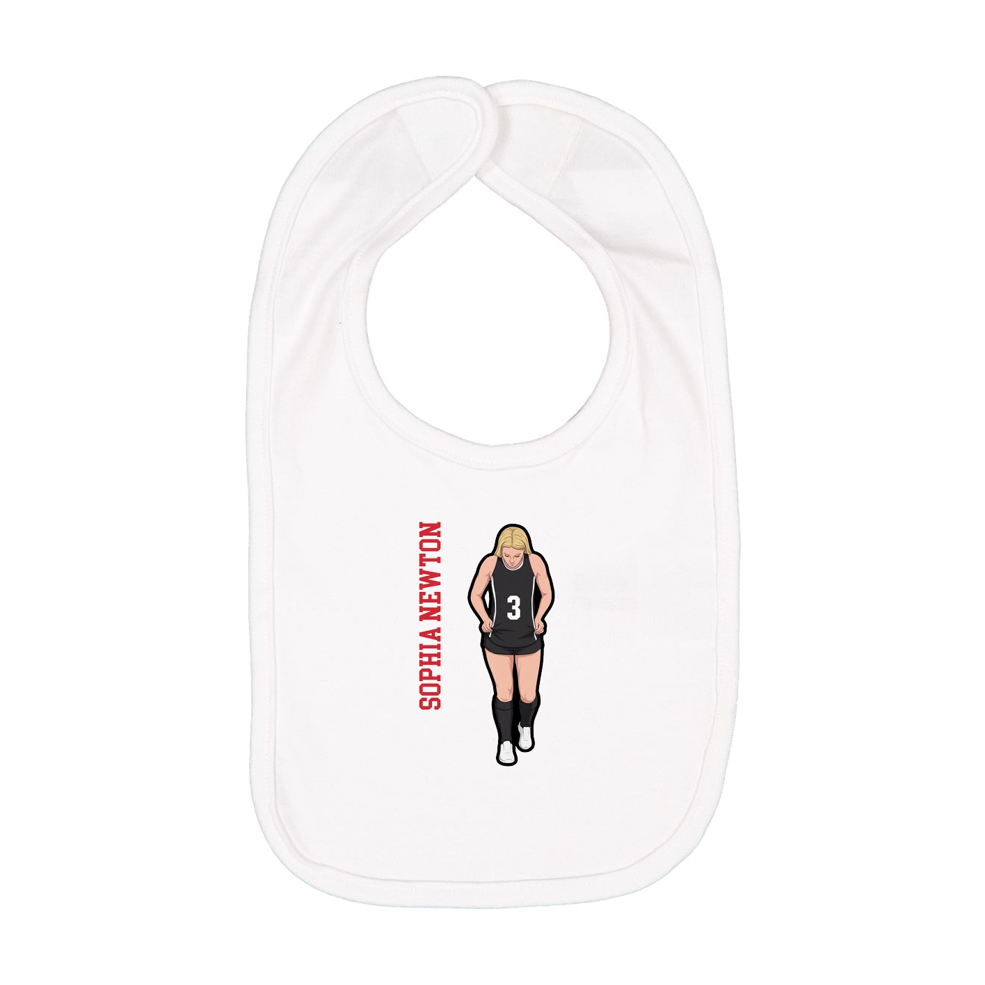 Infant Bib — Name Vertical in White
