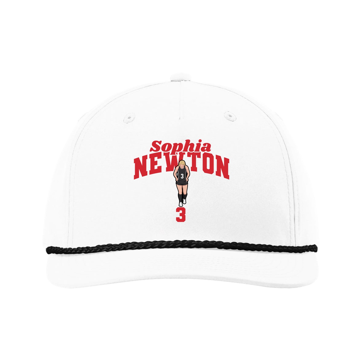 Five-Panel Classic Rope Cap — Signature Arch in White