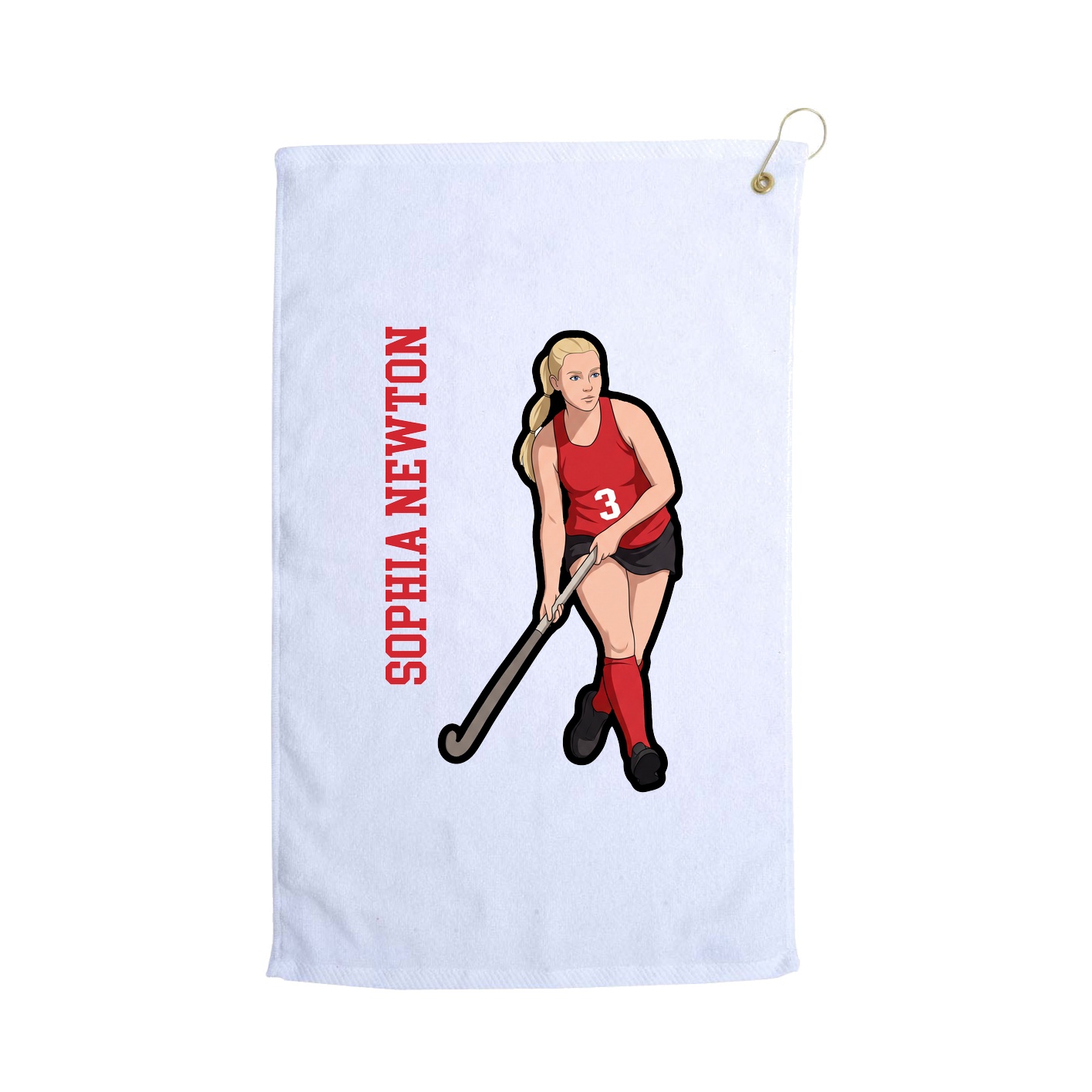 Golf Towel — Name Vertical in White