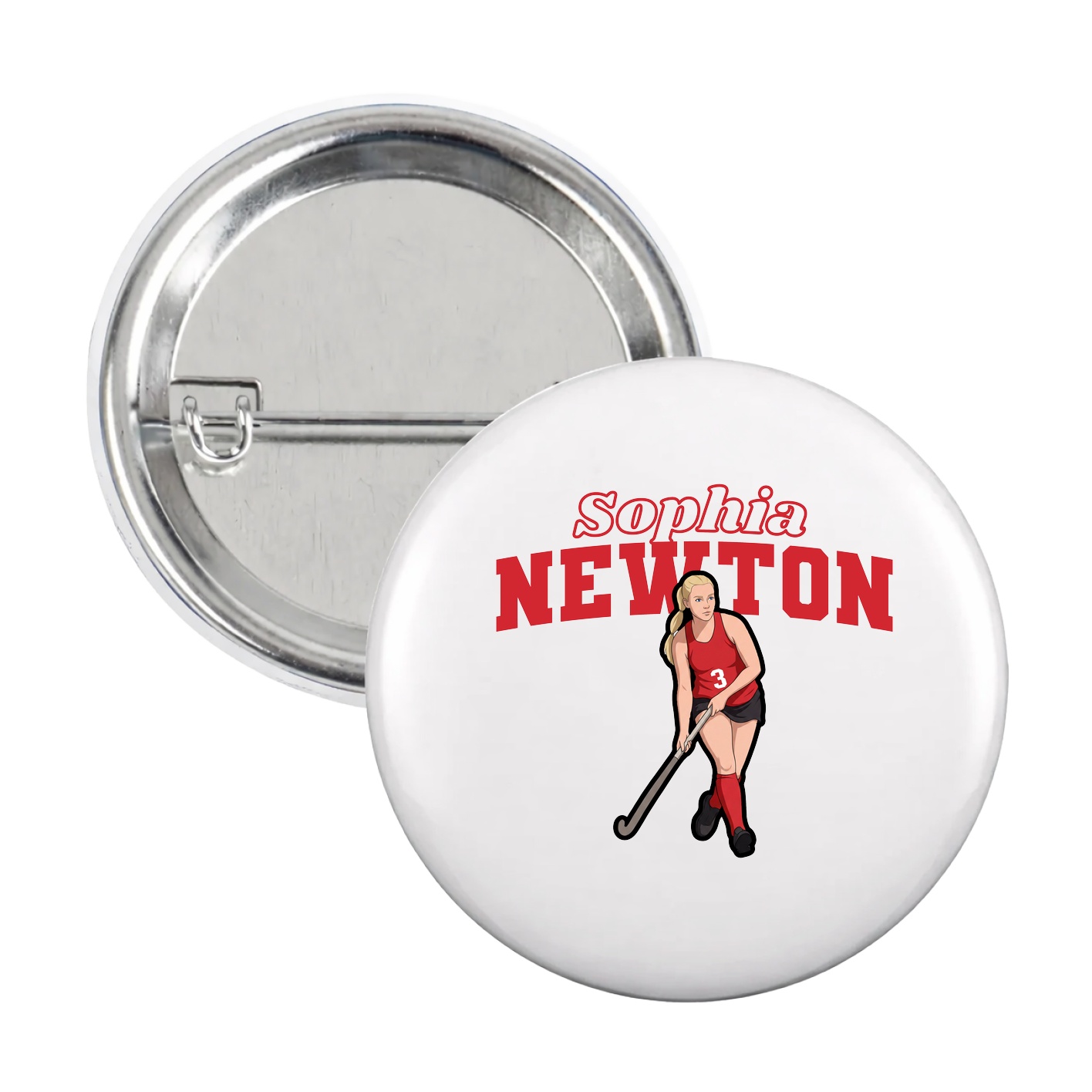 Game Day Button — Name Arch in White