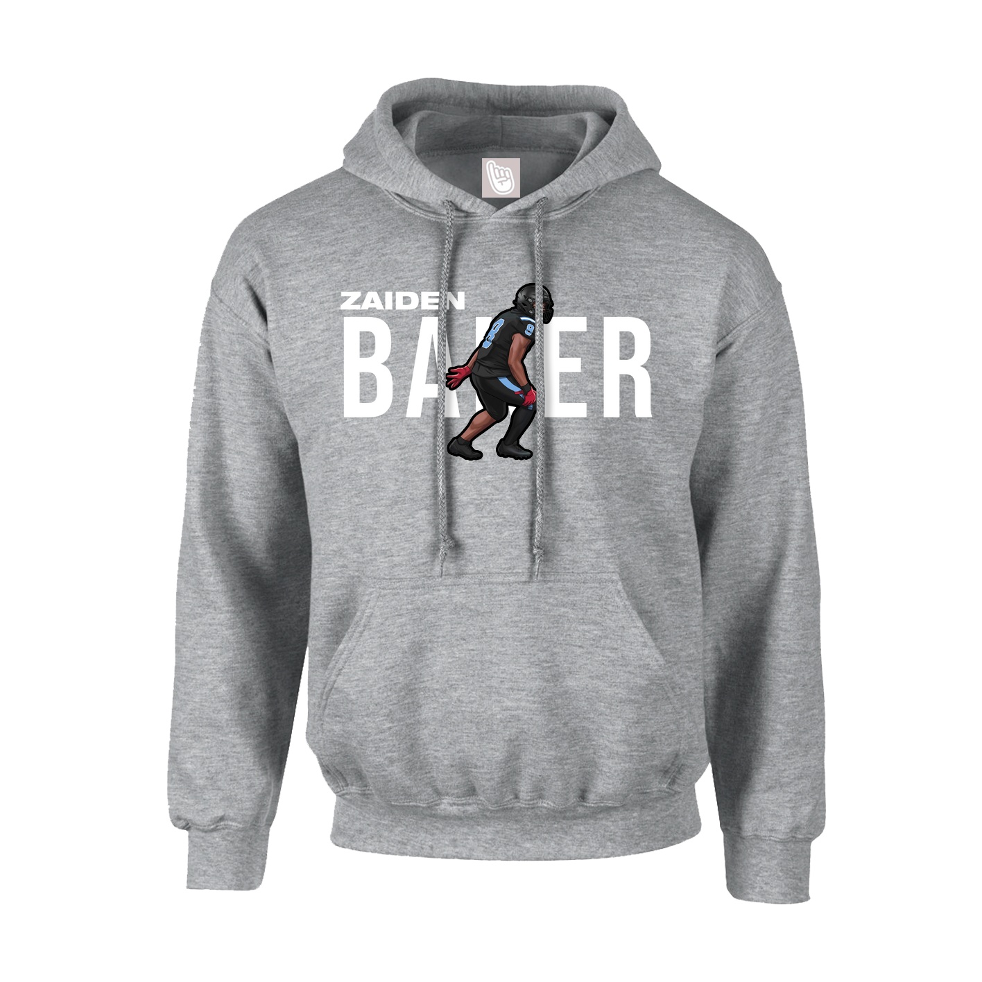 Hoodie — Player Name in Grey