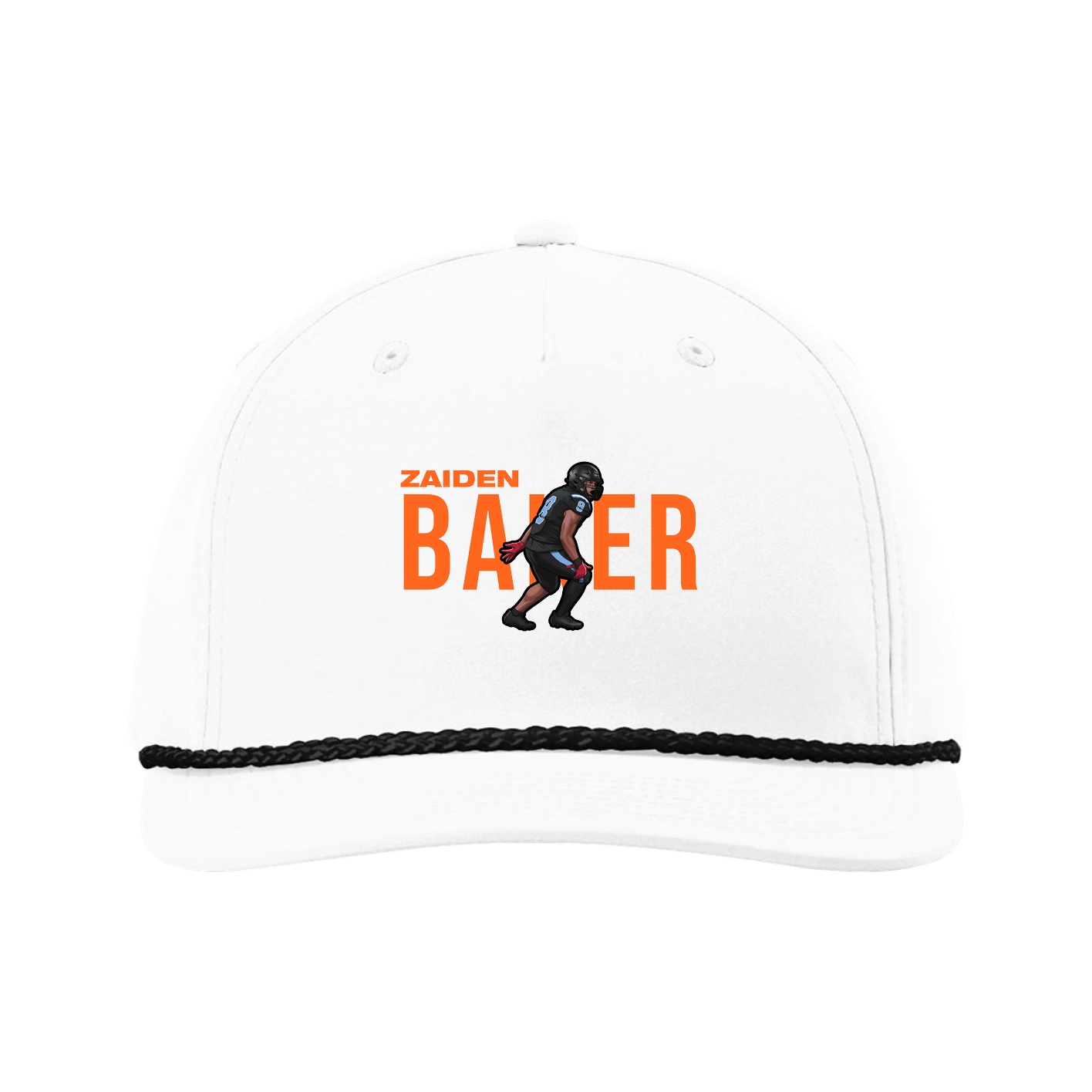 Five-Panel Classic Rope Cap — Player Name in White