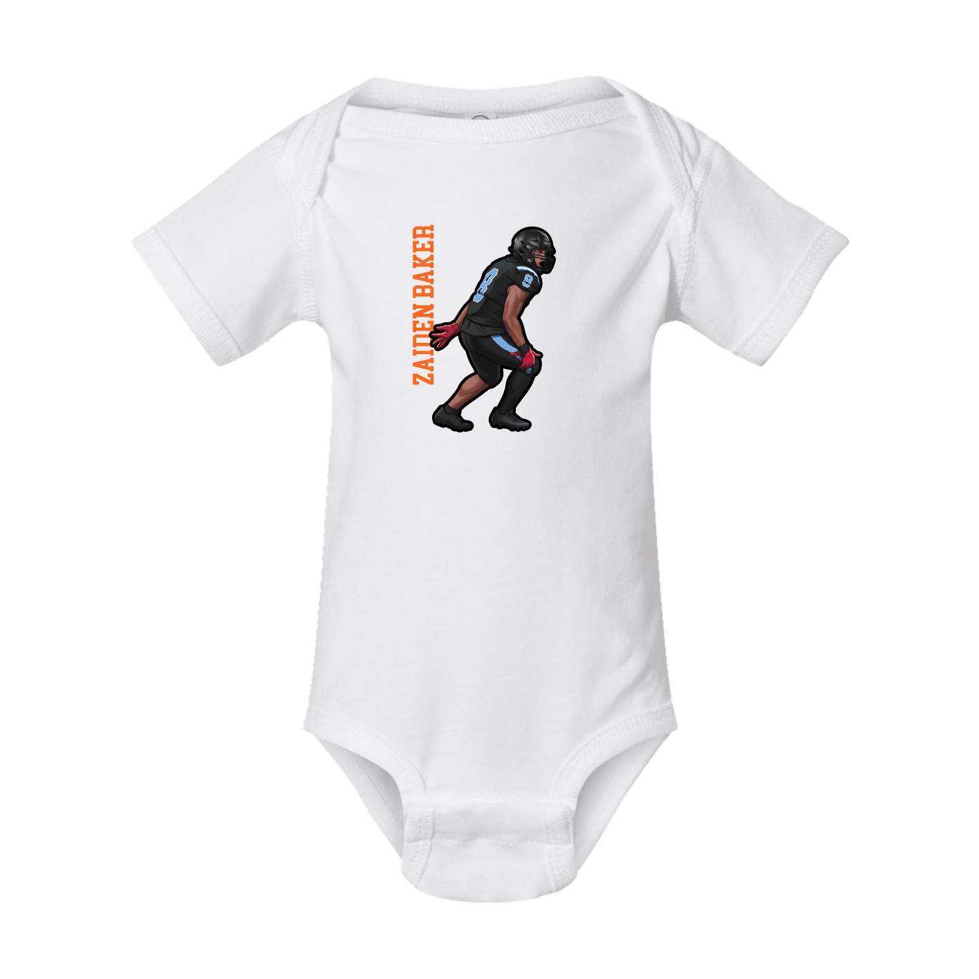 Baby Onesie — Name Vertical in White