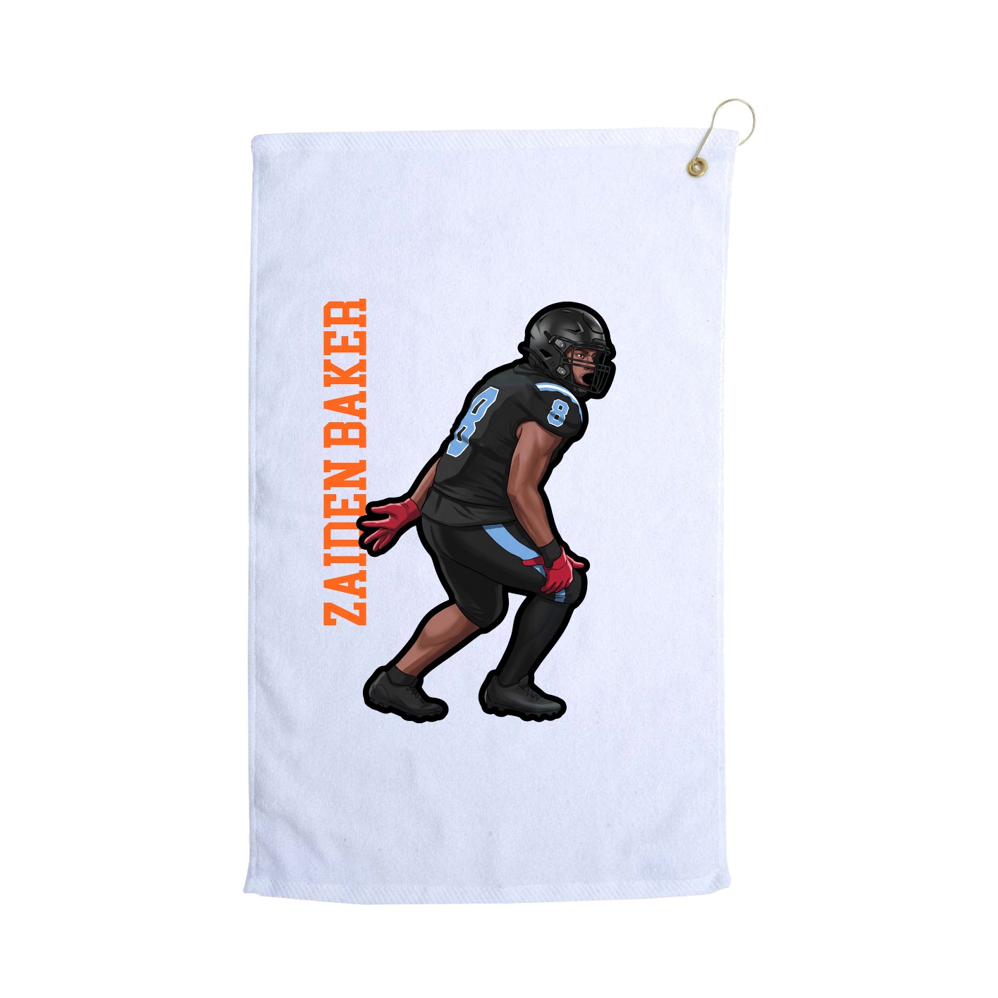 Golf Towel — Name Vertical in White