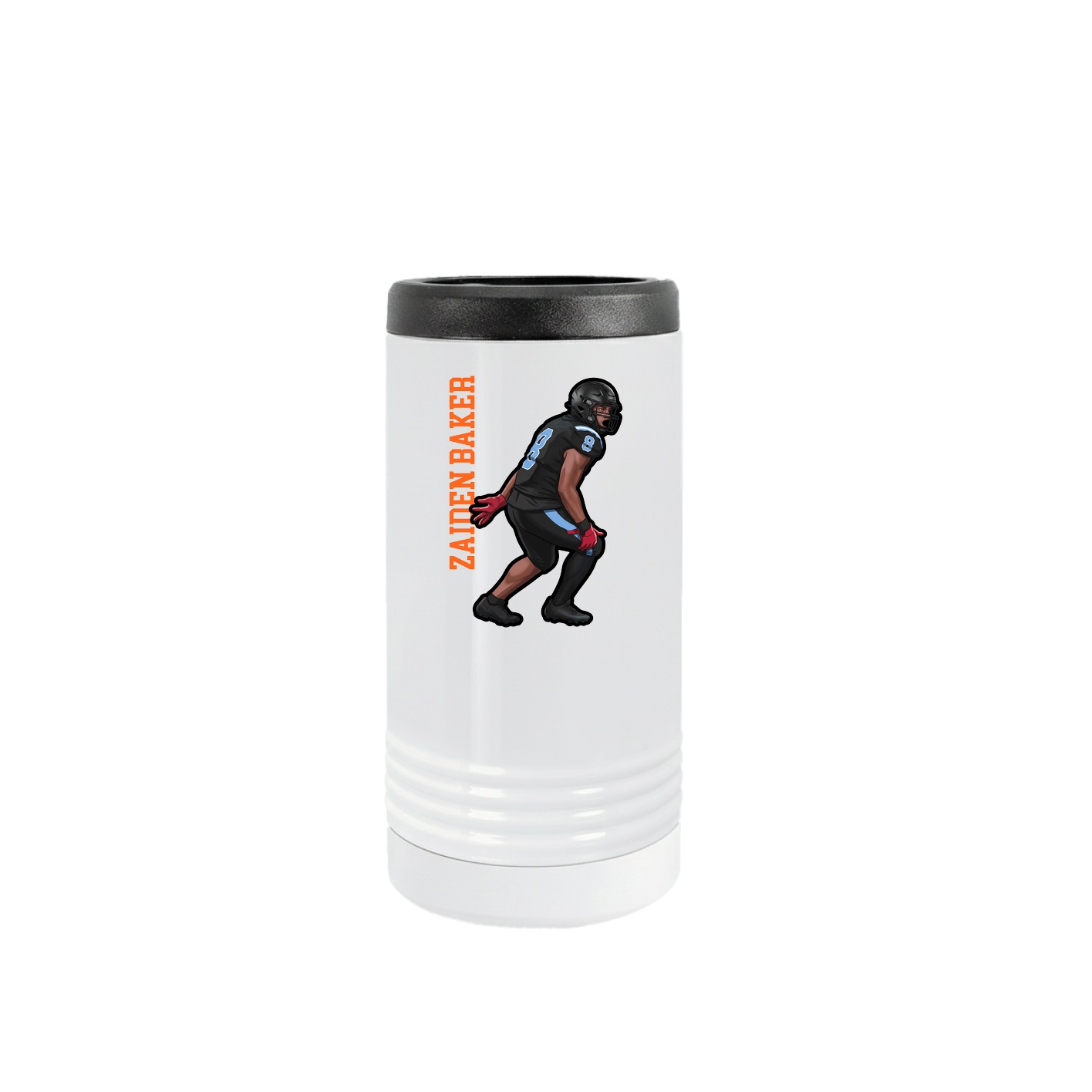 Slim Beverage Holder — Name Vertical in White