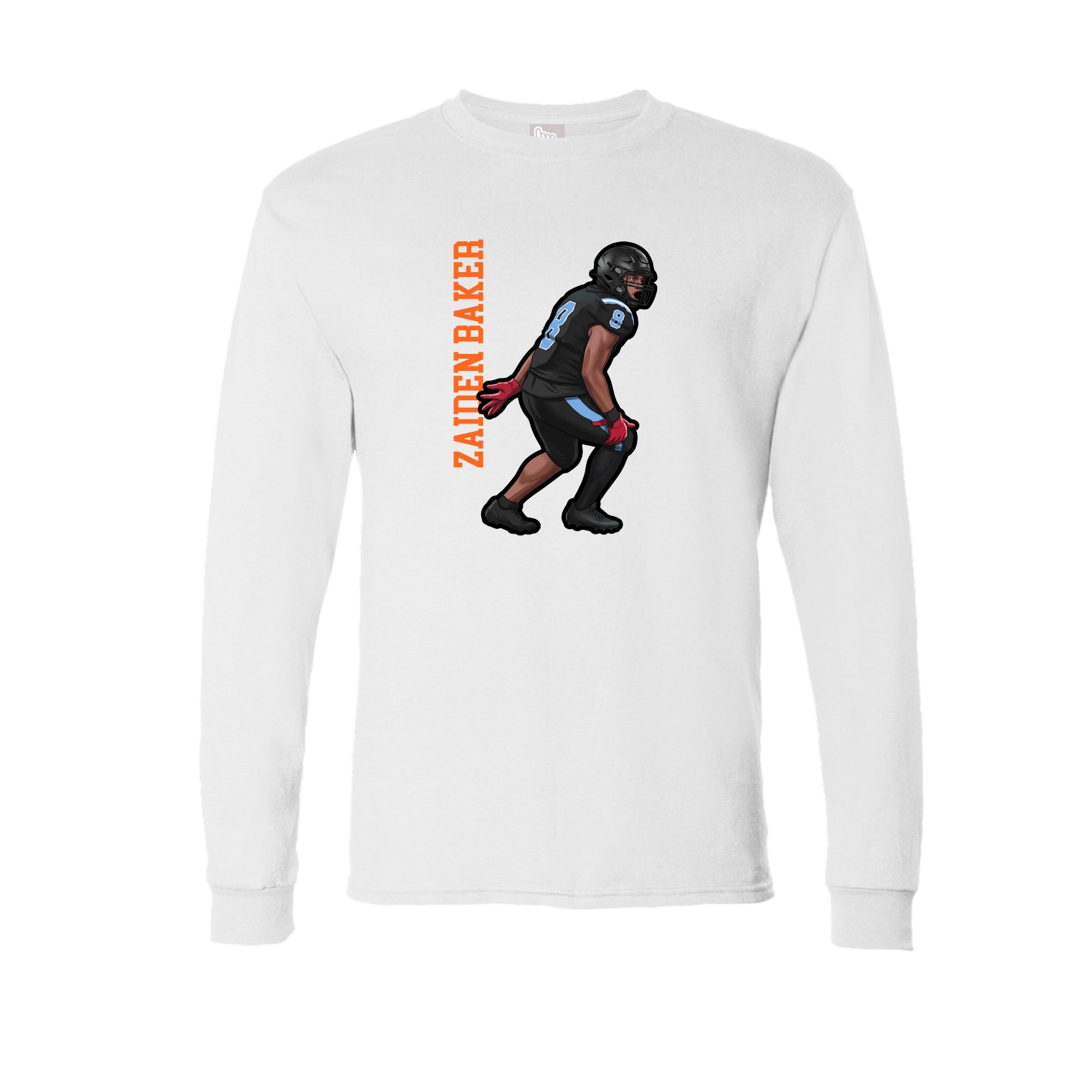 Long Sleeve Tee — Name Vertical in White