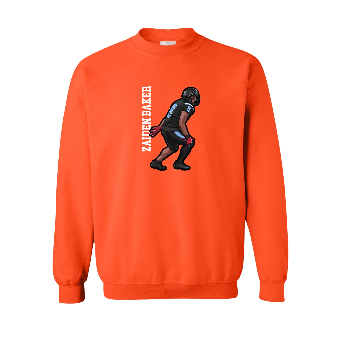 Fleece Crew — Name Vertical in Orange