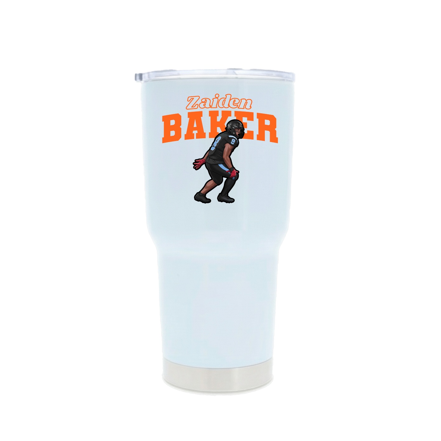 30oz Stainless Steel Tumbler — Name Arch in White