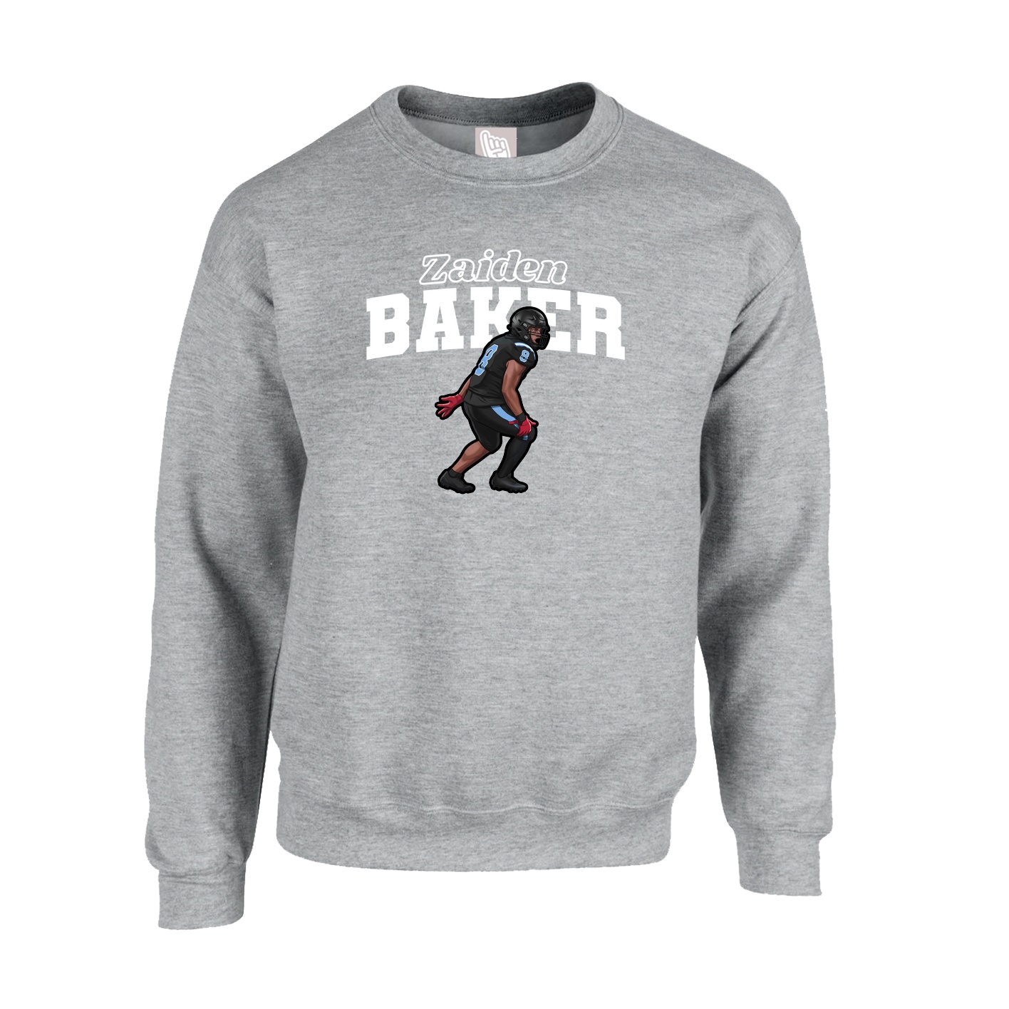 Fleece Crew — Name Arch in Grey