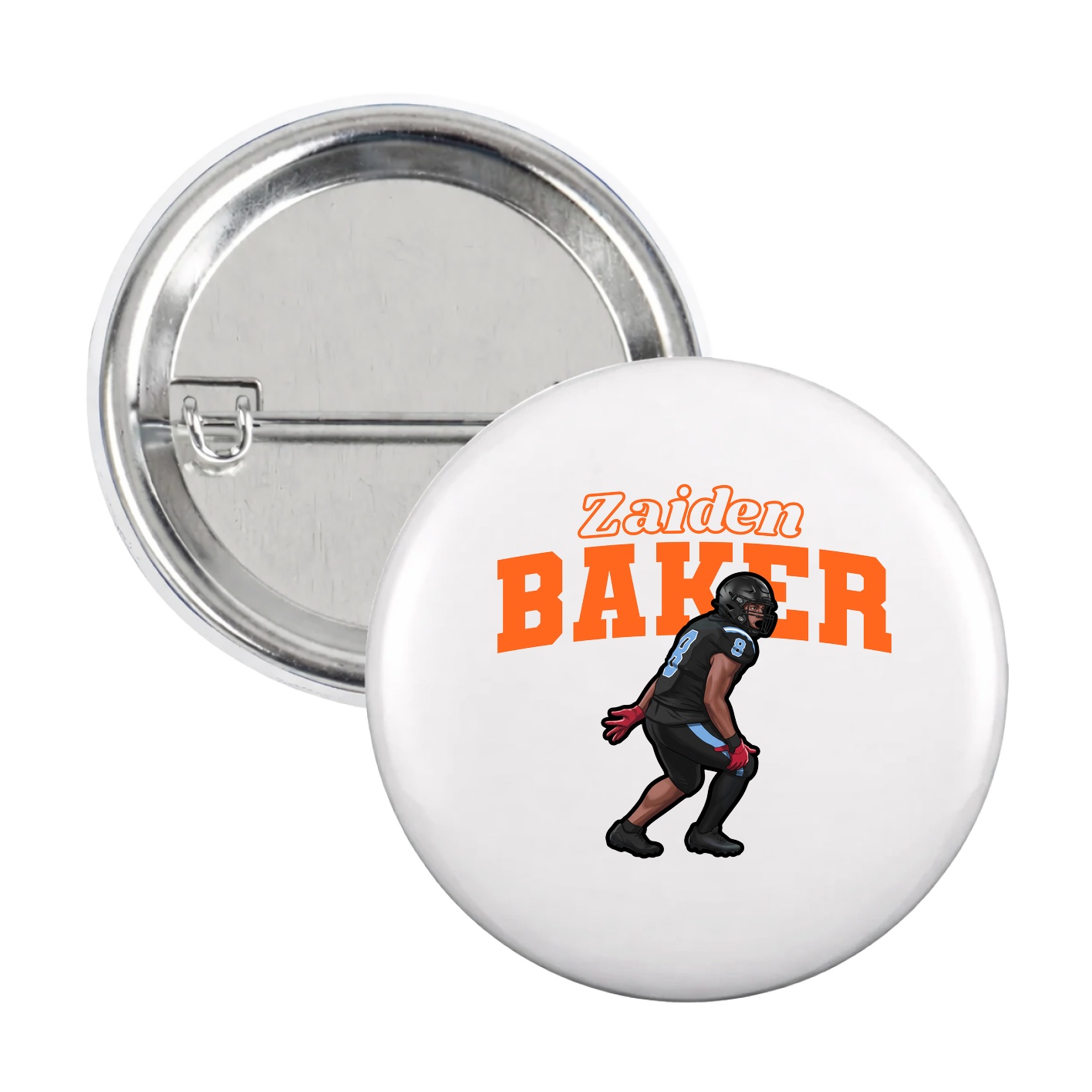 Game Day Button — Name Arch in White