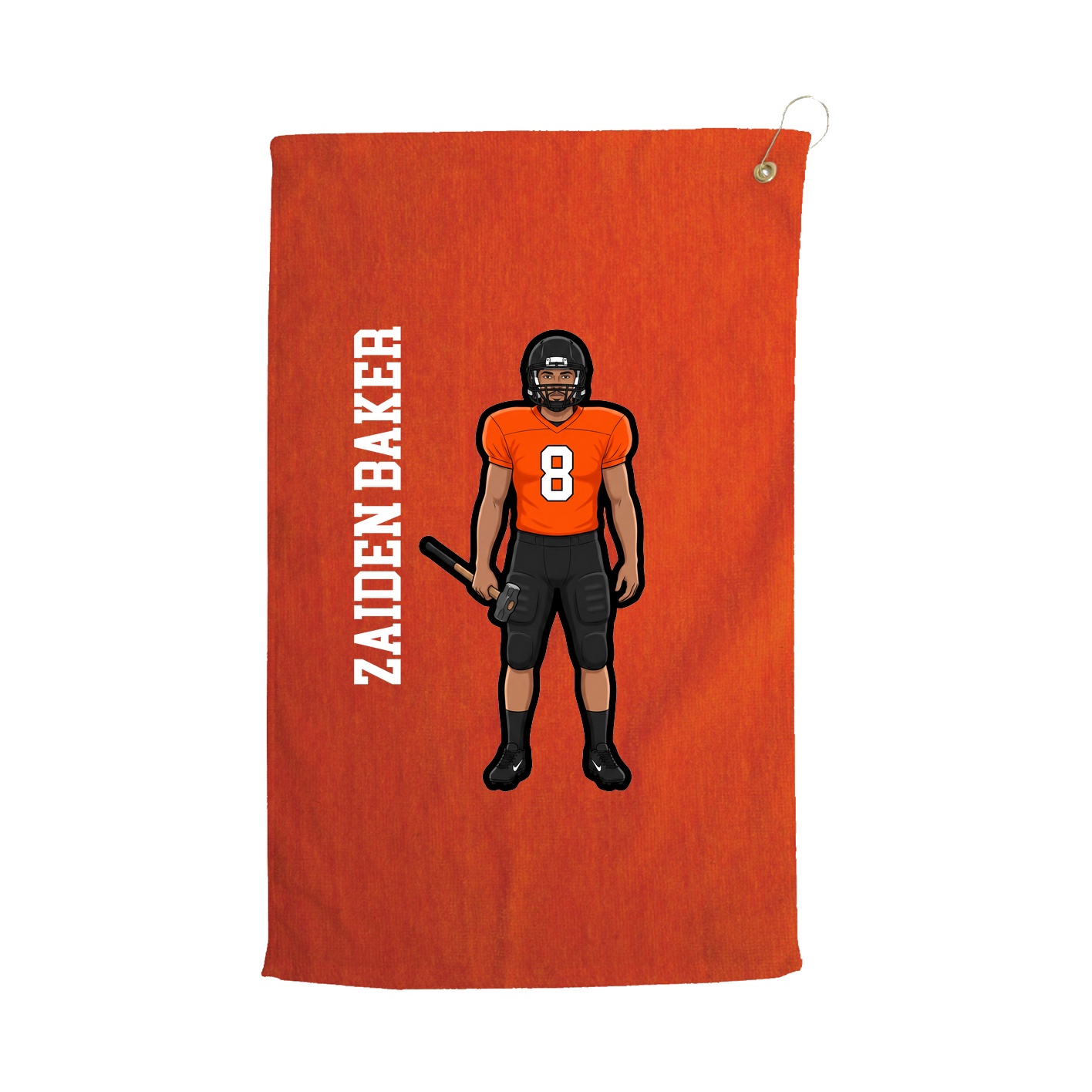 Golf Towel — Name Vertical in Orange