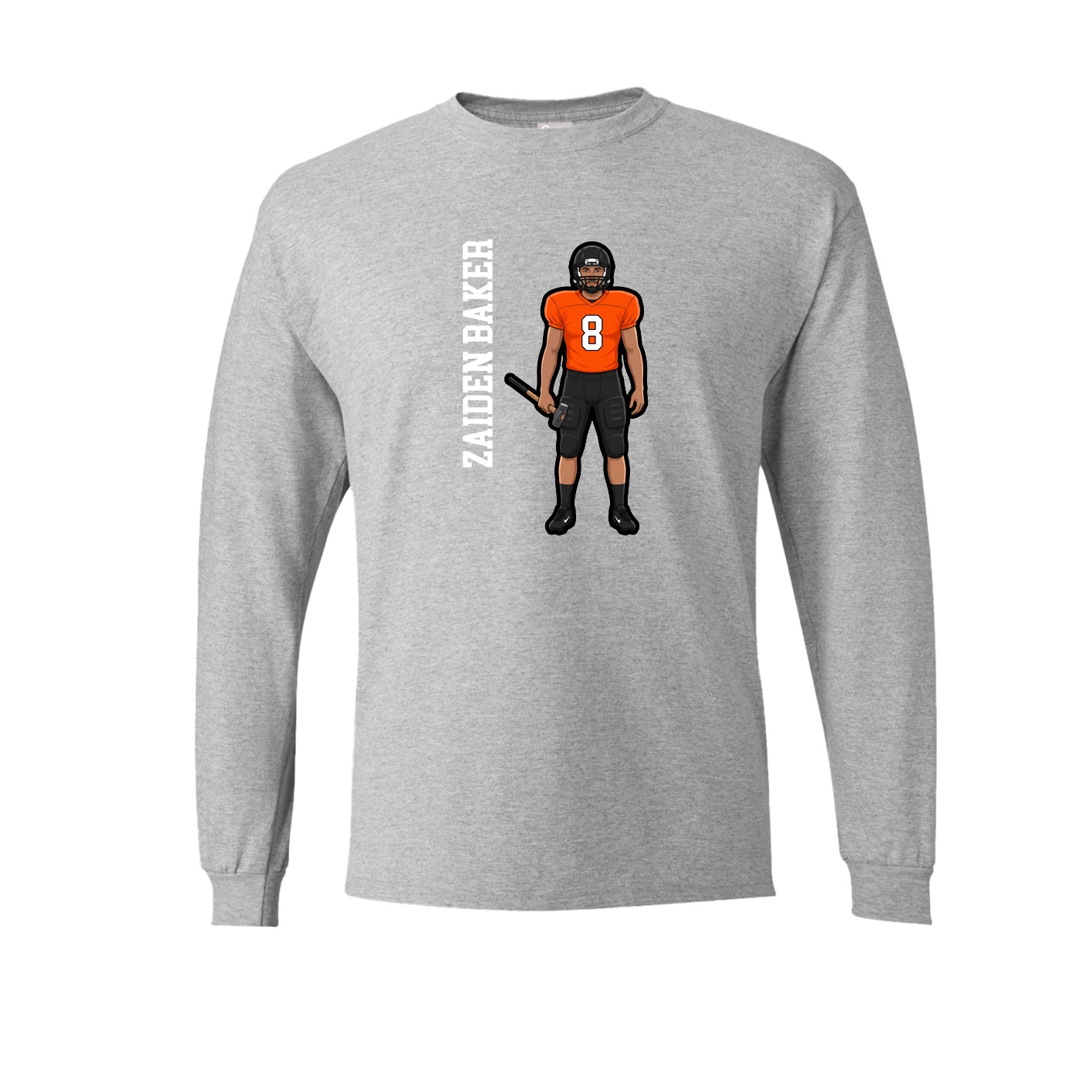 Long Sleeve Tee — Name Vertical in Grey