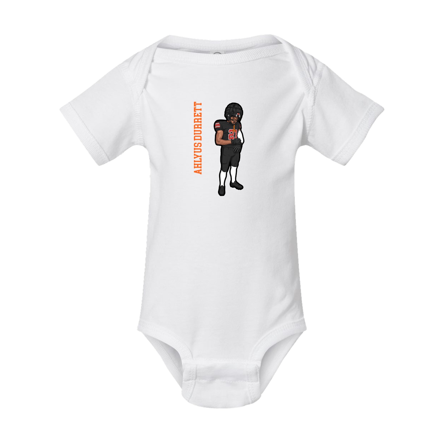 Baby Onesie — Name Vertical in White