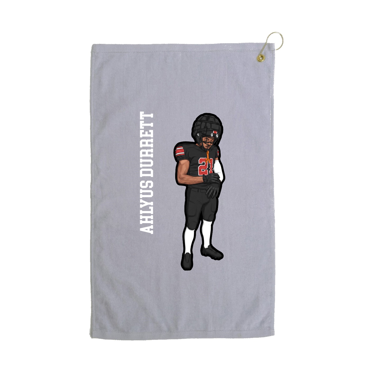 Golf Towel — Name Vertical in Grey