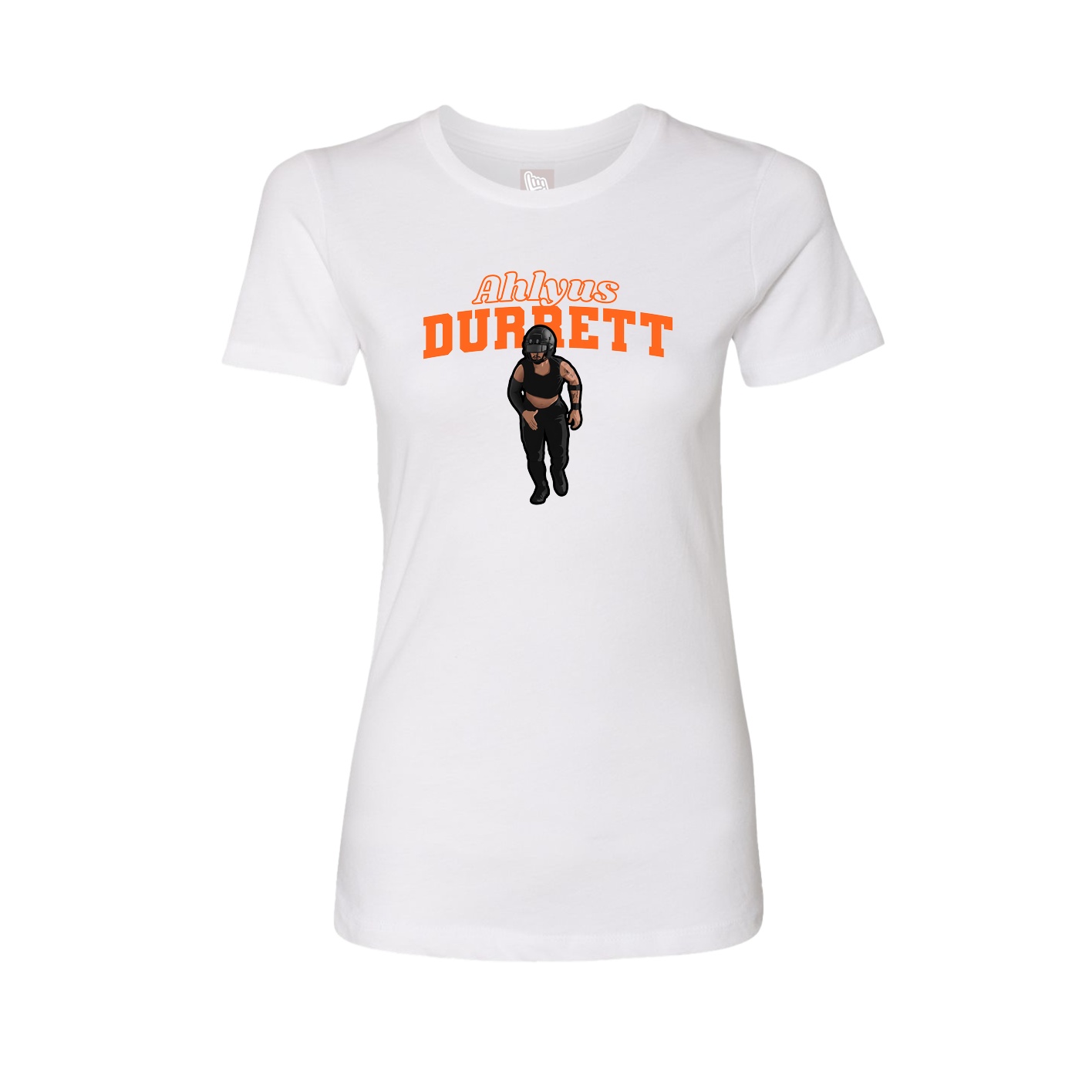 Fitted Women's Tee — Name Arch in White