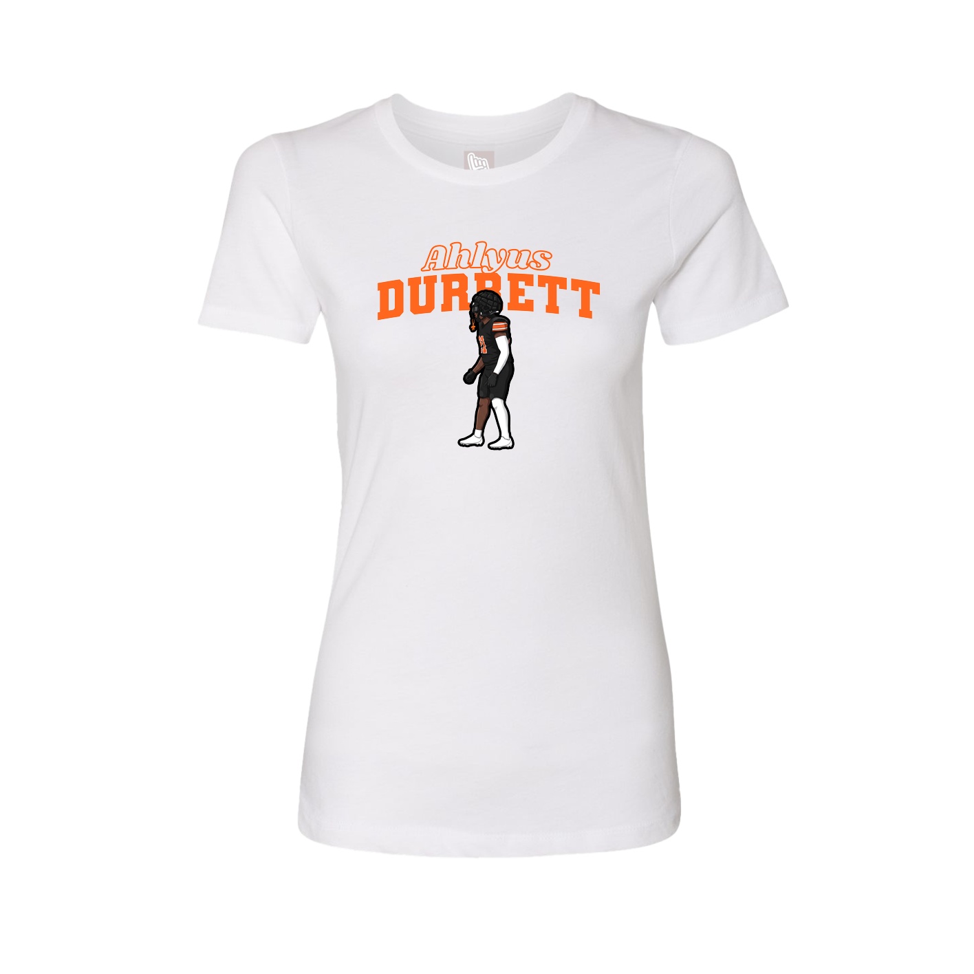 Fitted Women's Tee — Name Arch in White