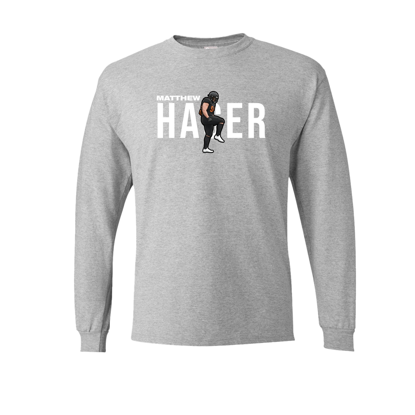 Long Sleeve Tee — Player Name in Grey