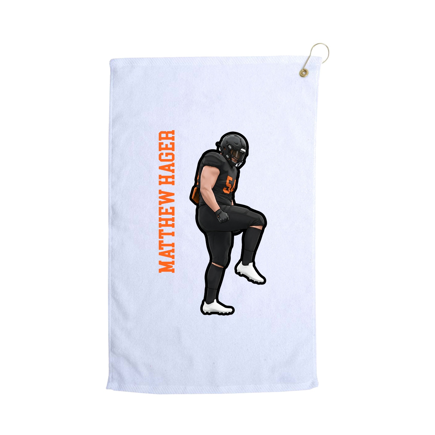Golf Towel — Name Vertical in White