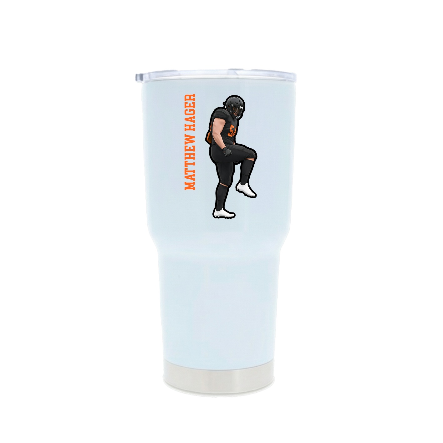 30oz Stainless Steel Tumbler — Name Vertical in White