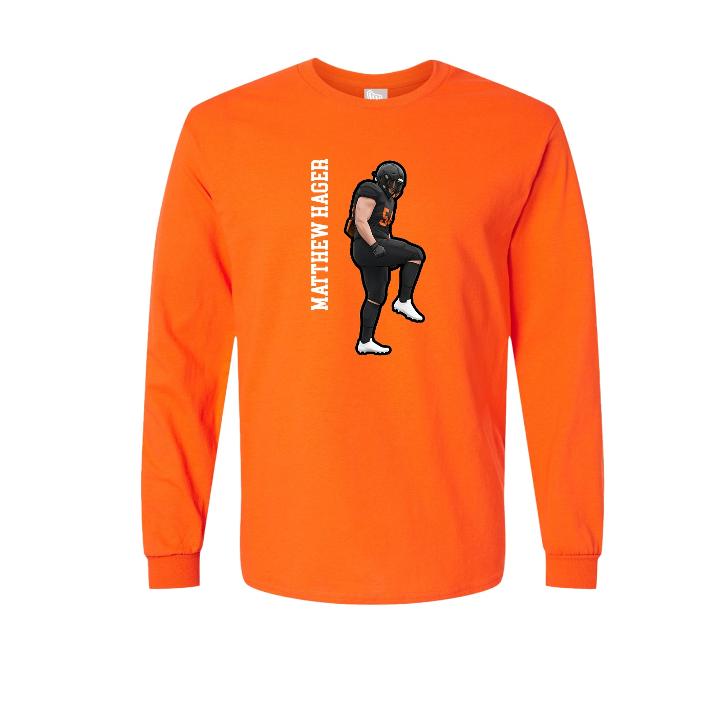 Long Sleeve Tee — Name Vertical in Orange