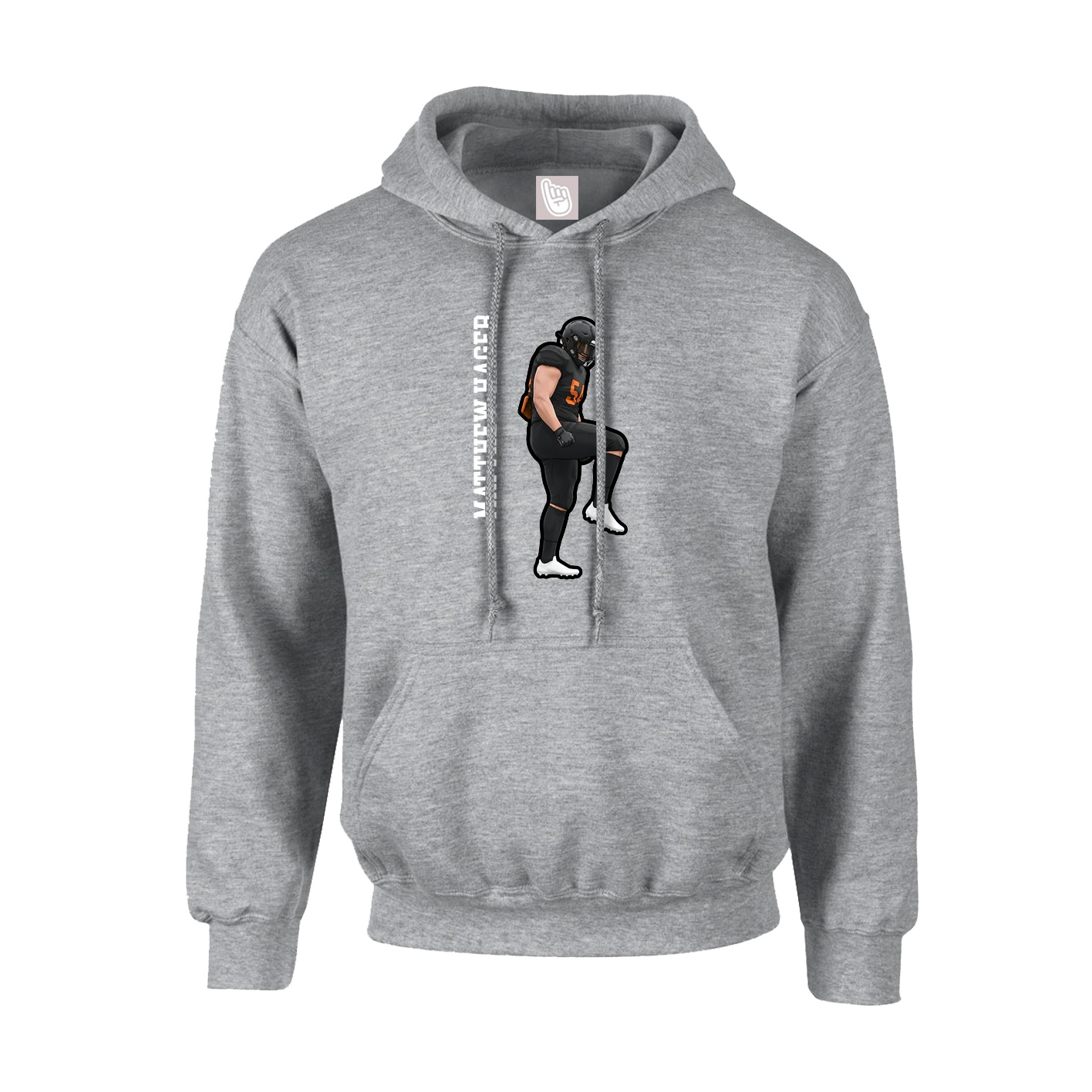 Hoodie — Name Vertical in Grey