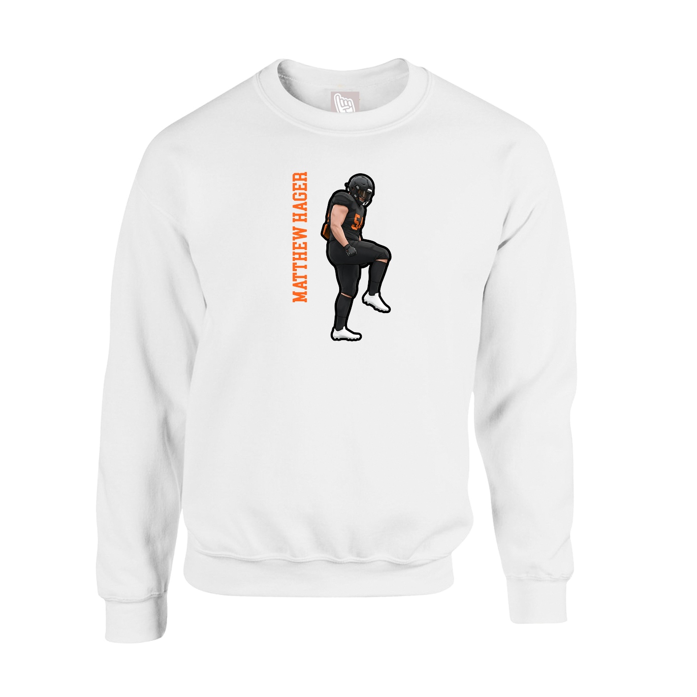 Fleece Crew — Name Vertical in White