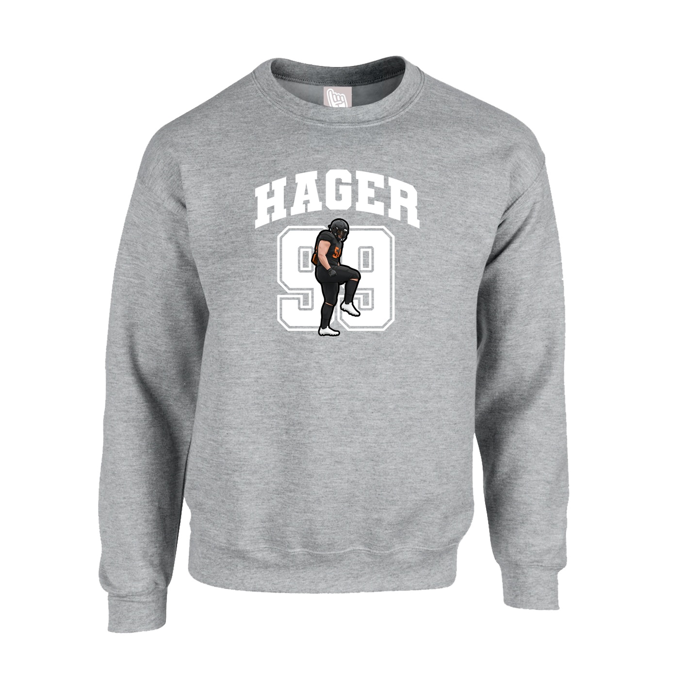 Fleece Crew — Number in Grey