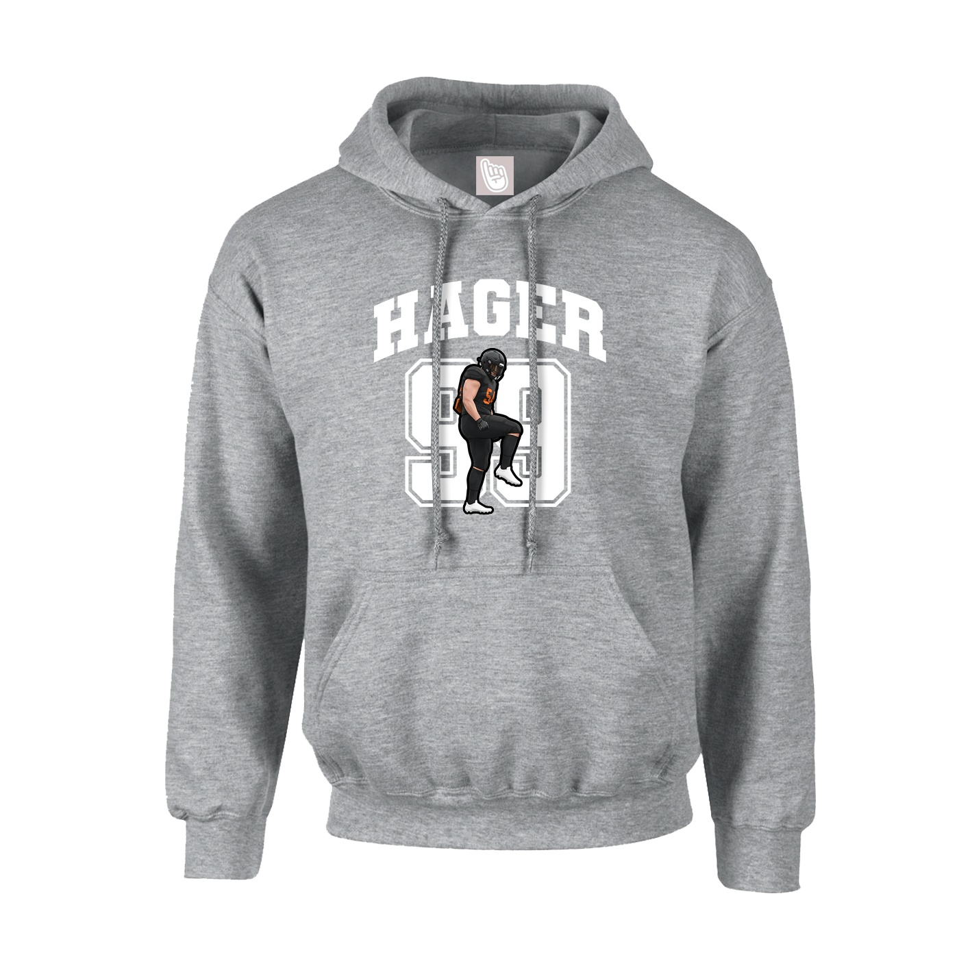 Youth Hoodie — Number in Grey
