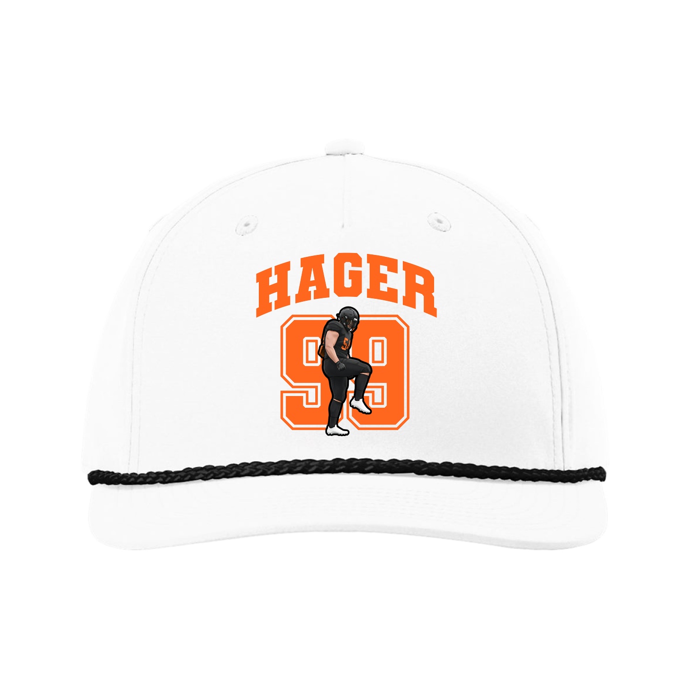 Five-Panel Classic Rope Cap — Number in White