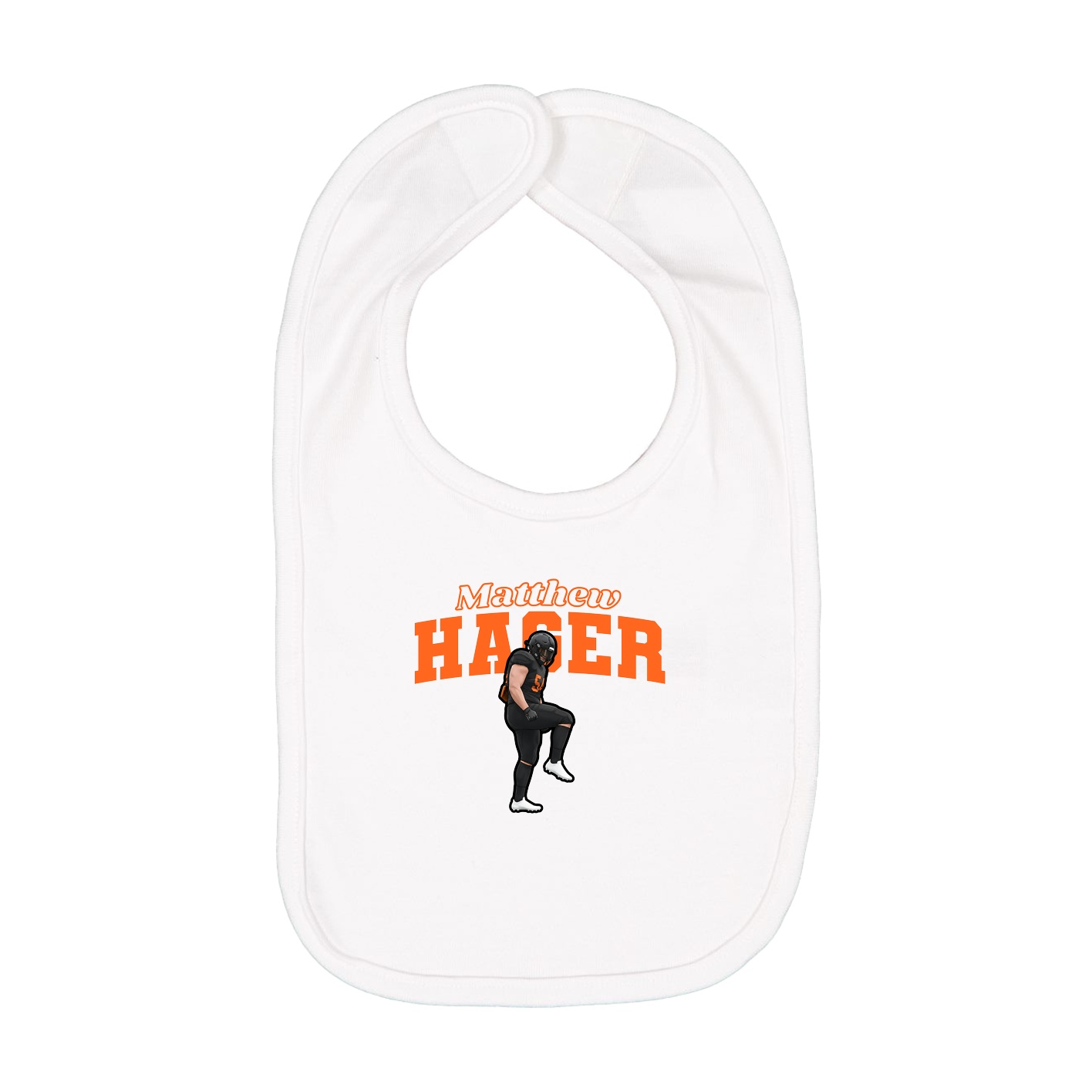 Infant Bib — Name Arch in White
