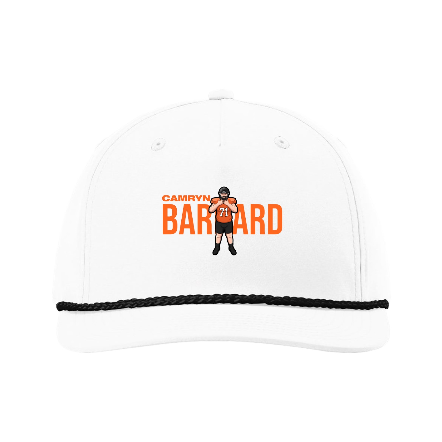 Five-Panel Classic Rope Cap — Player Name in White