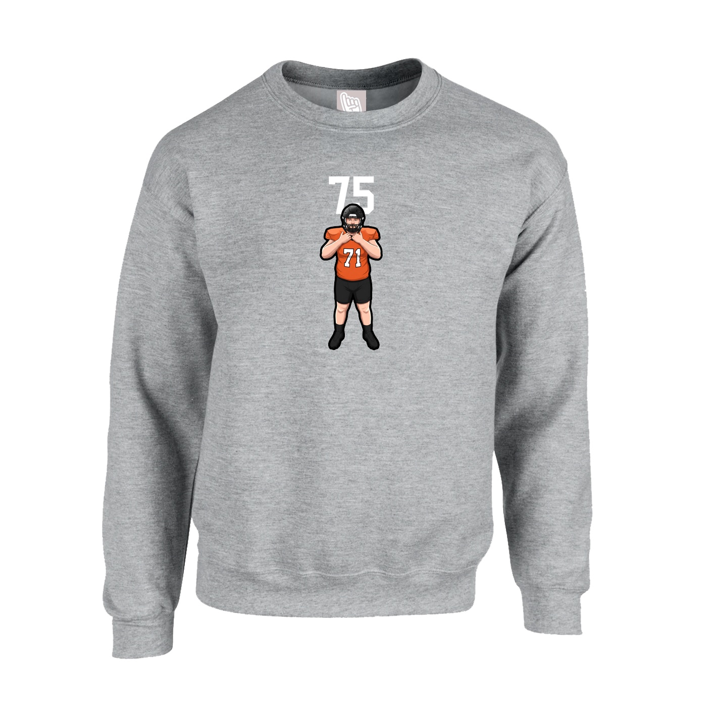 Fleece Crew — Number Top in Grey