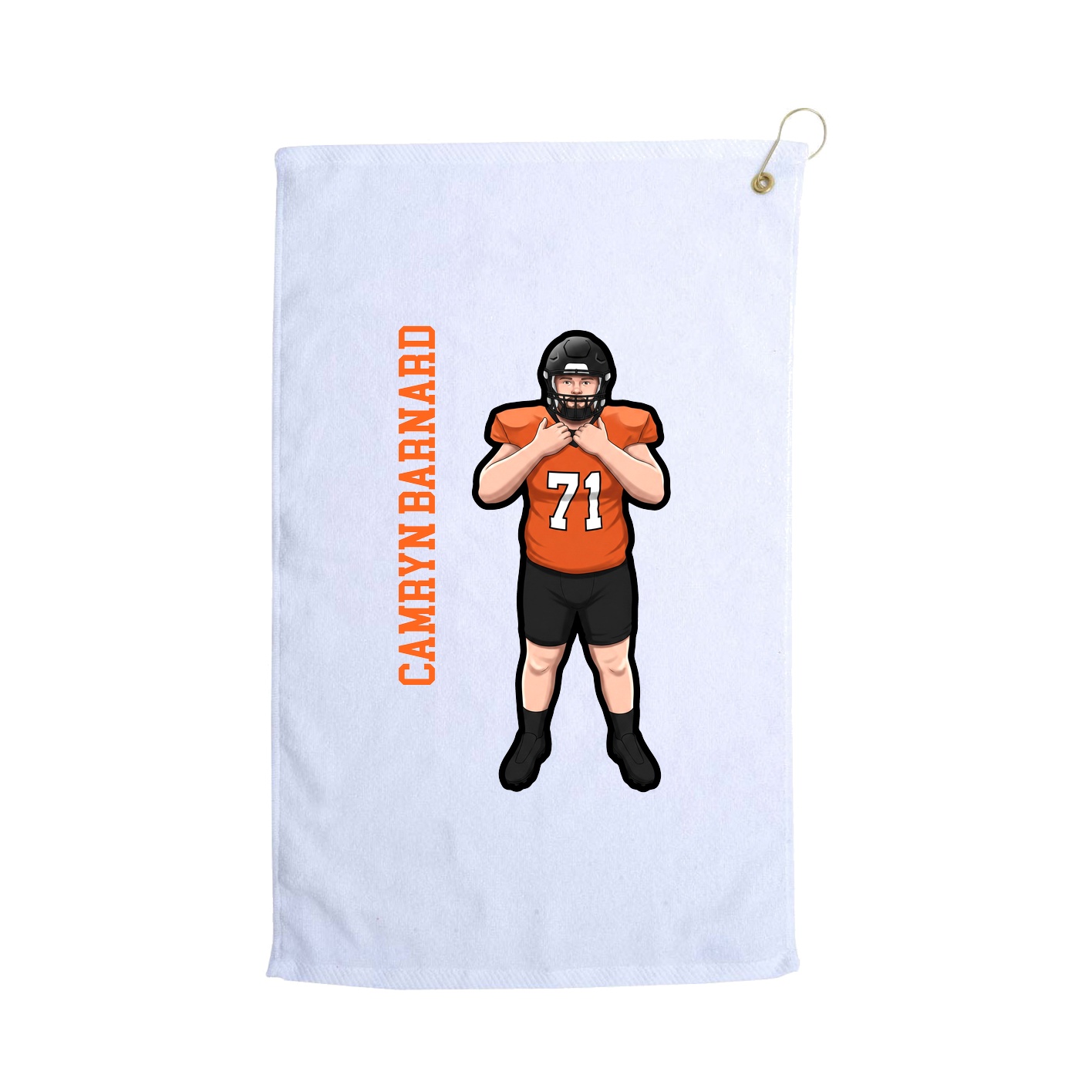 Golf Towel — Name Vertical in White