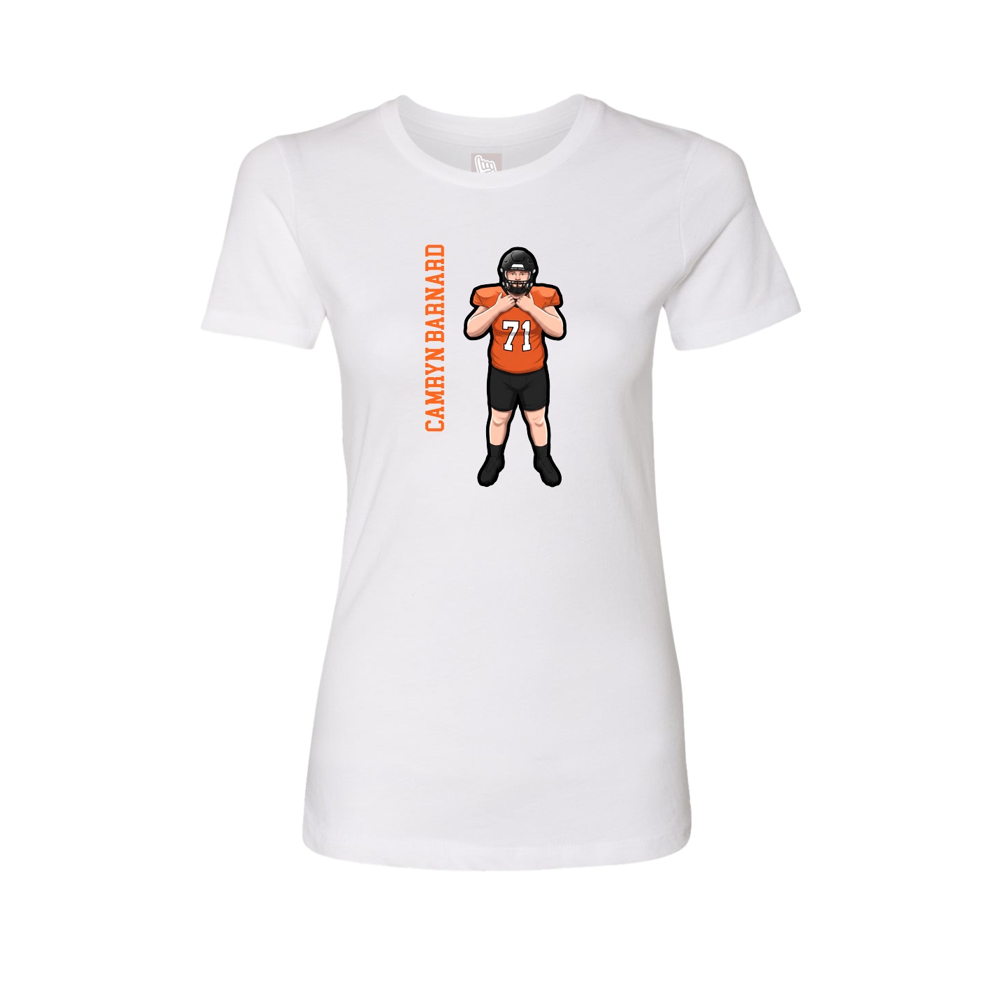 Fitted Women's Tee — Name Vertical in White