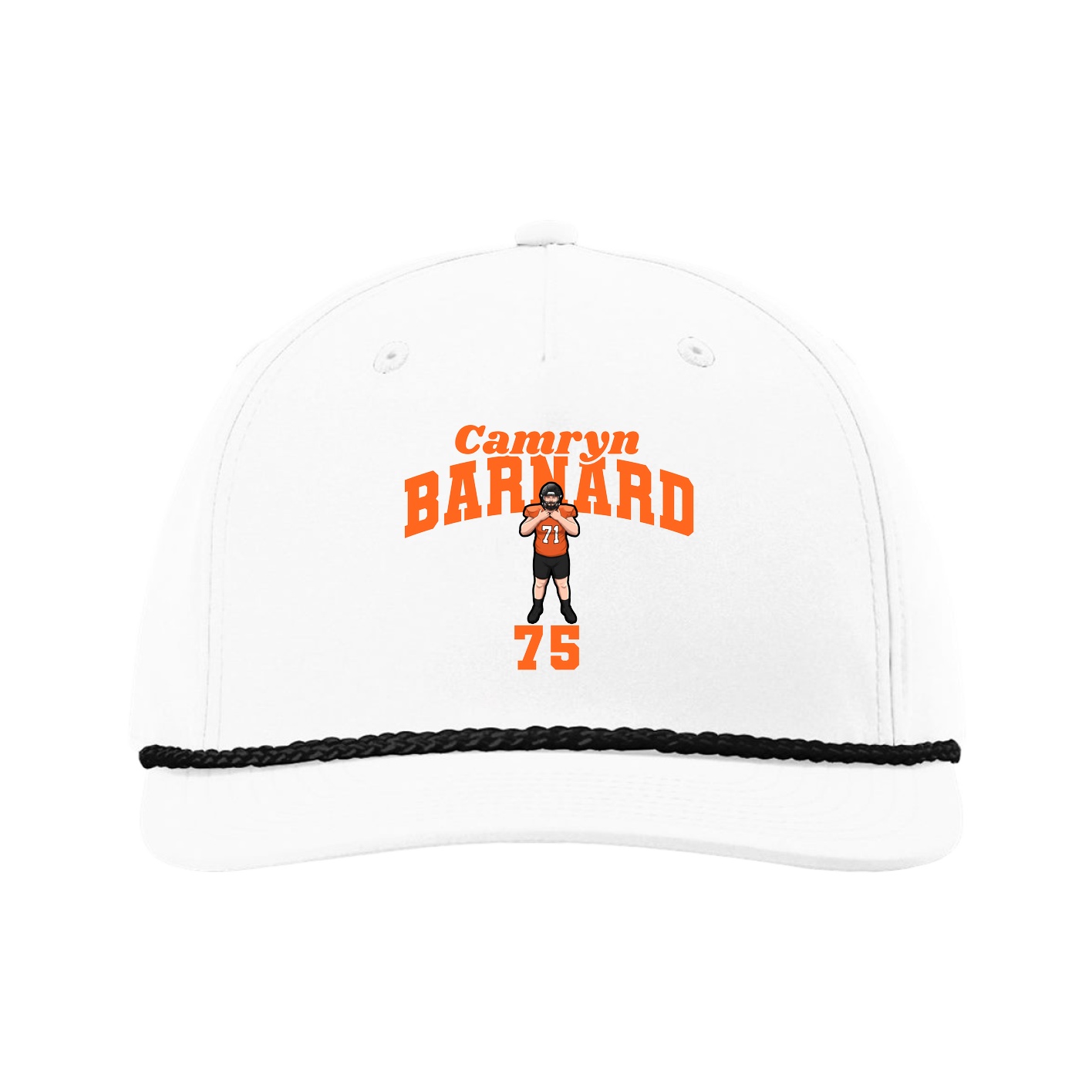Five-Panel Classic Rope Cap — Signature Arch in White