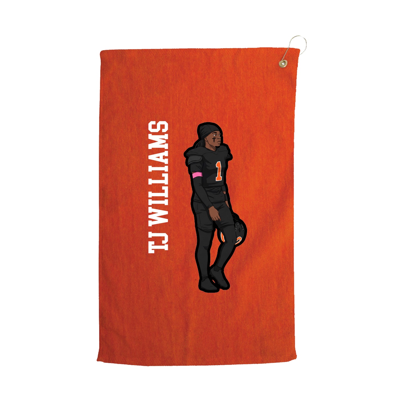 Golf Towel — Name Vertical in Orange