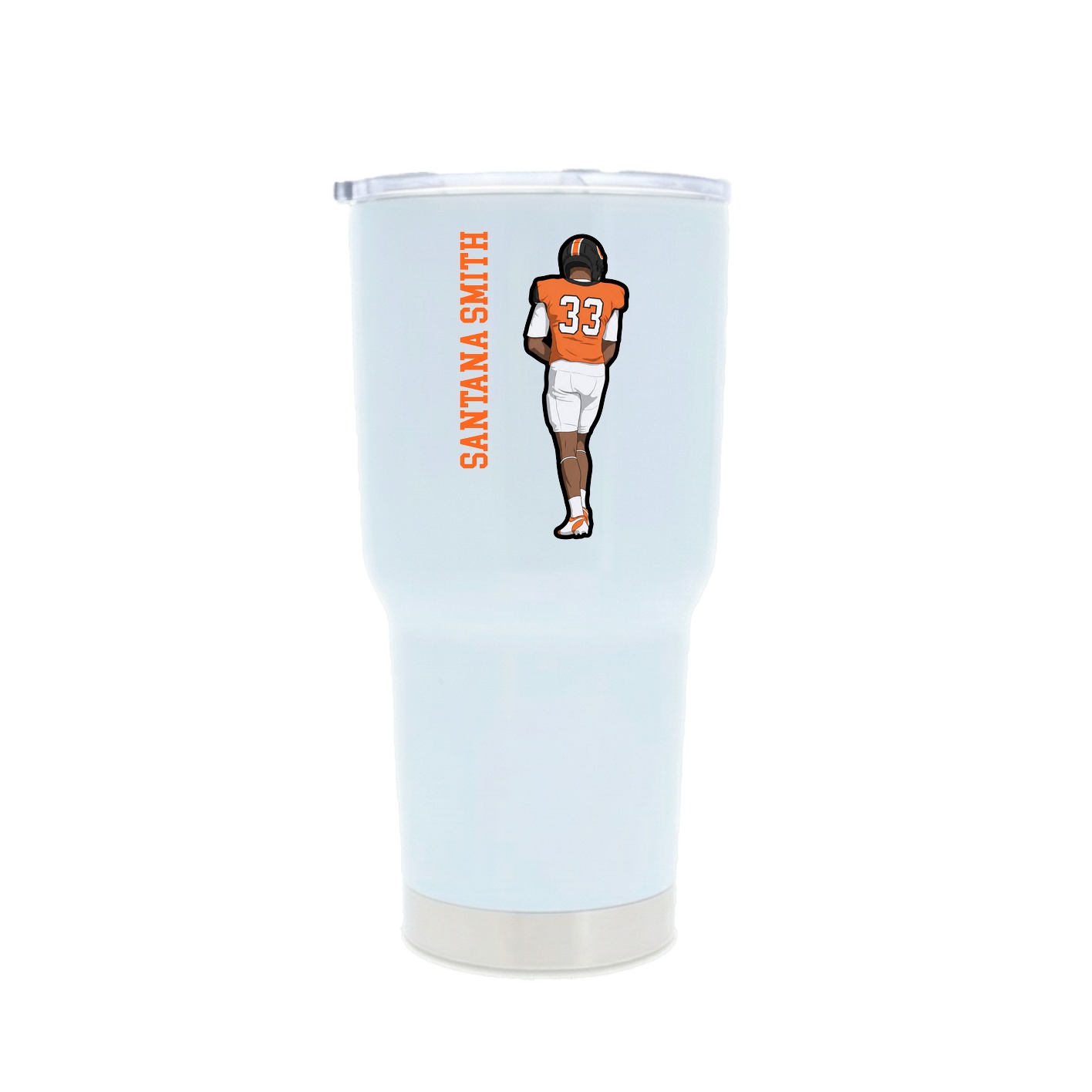 30oz Stainless Steel Tumbler — Name Vertical in White