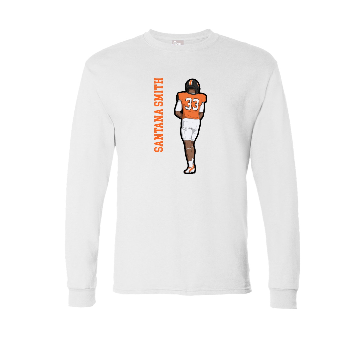 Long Sleeve Tee — Name Vertical in White