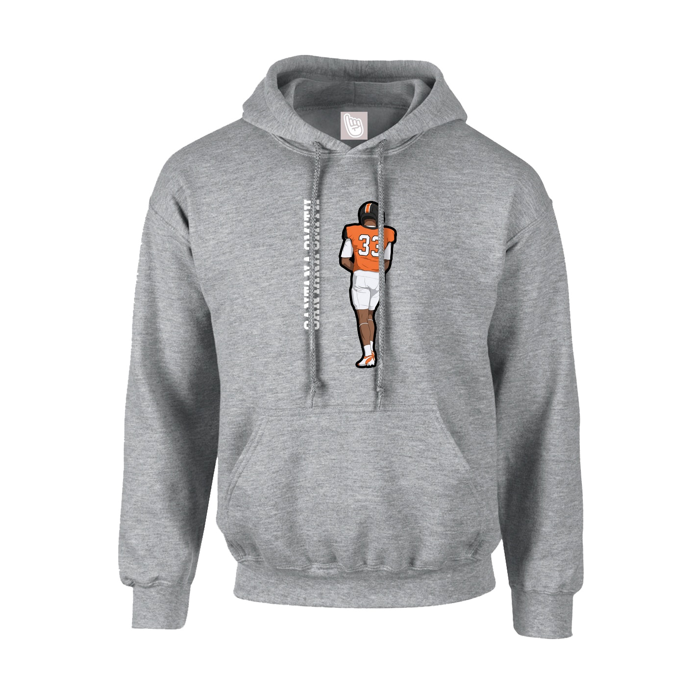 Hoodie — Name Vertical in Grey