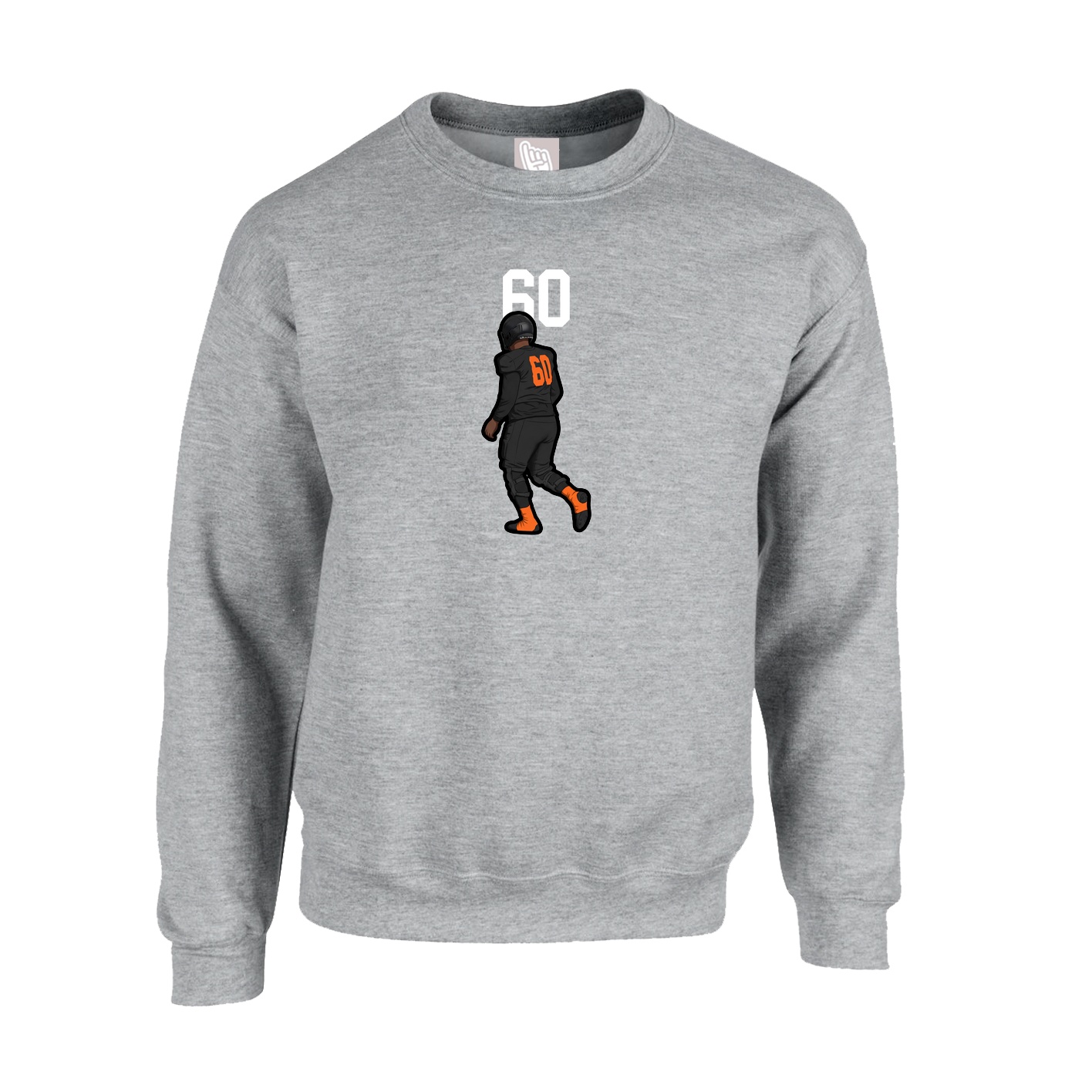 Fleece Crew — Number Top in Grey
