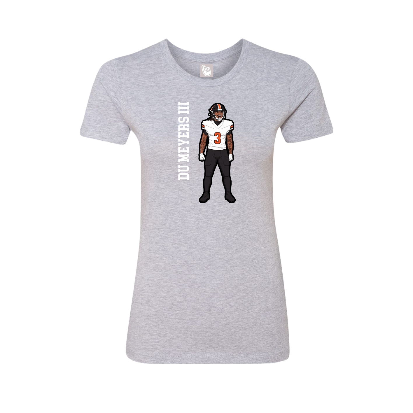 Fitted Women's Tee — Name Vertical in Grey