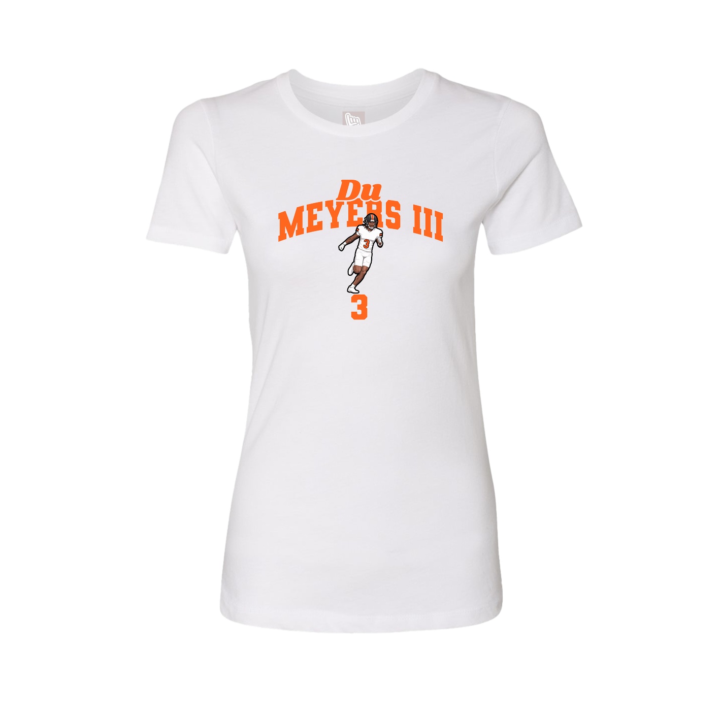 Fitted Women's Tee — Signature Arch in White