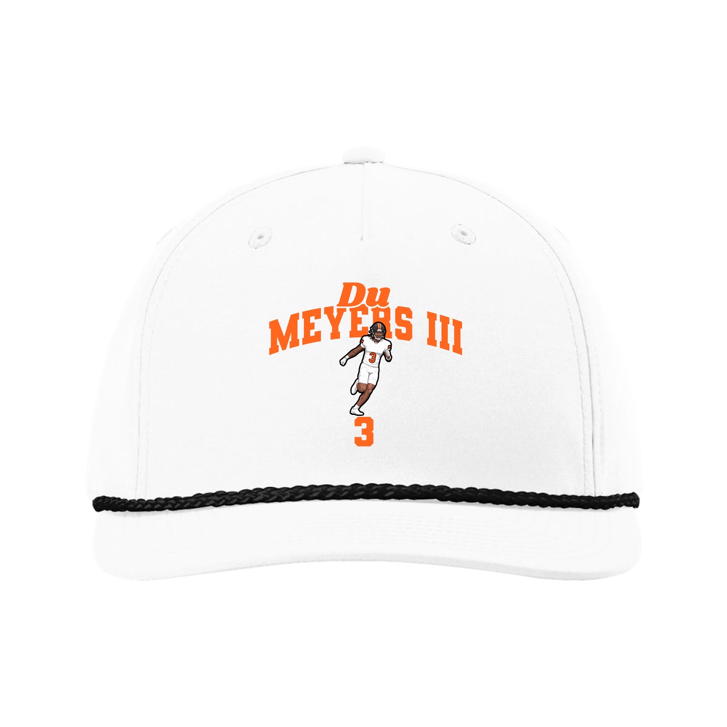 Five-Panel Classic Rope Cap — Signature Arch in White