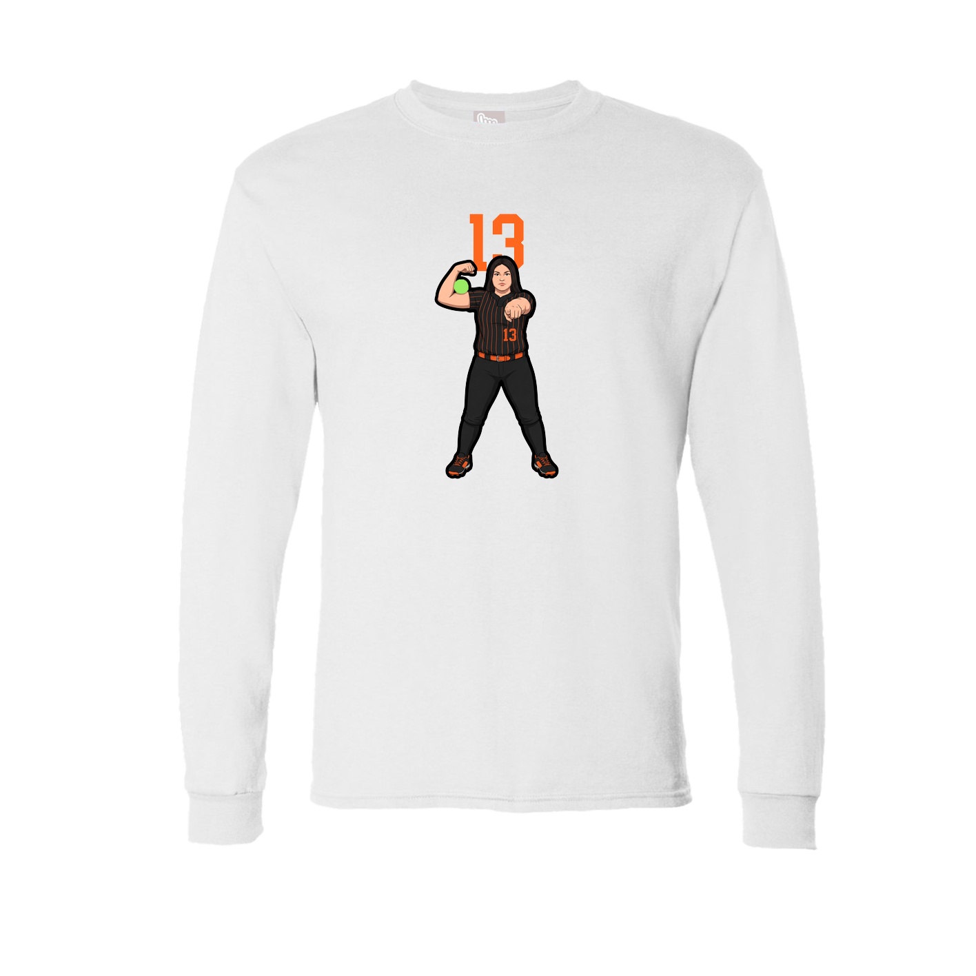 Long Sleeve Tee — Number Top in White