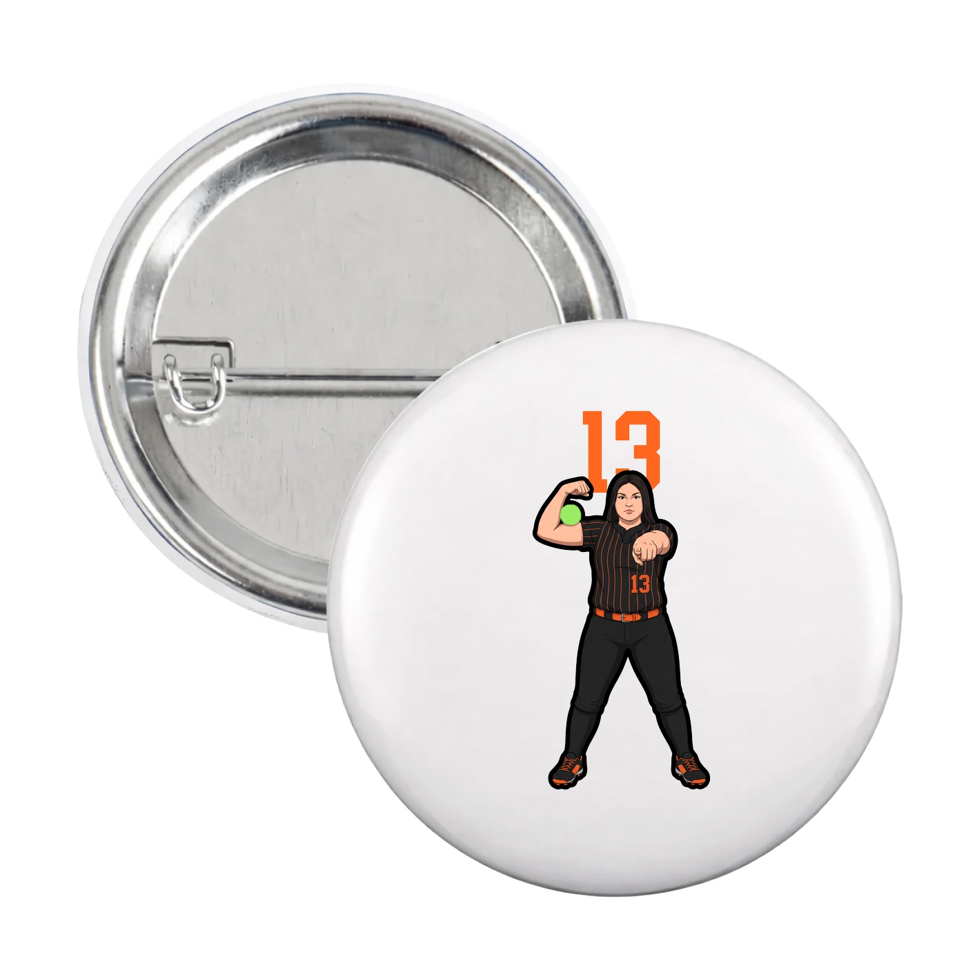 Game Day Button — Number Top in White