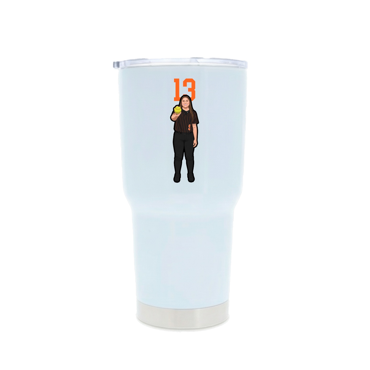 30oz Stainless Steel Tumbler — Number Top in White
