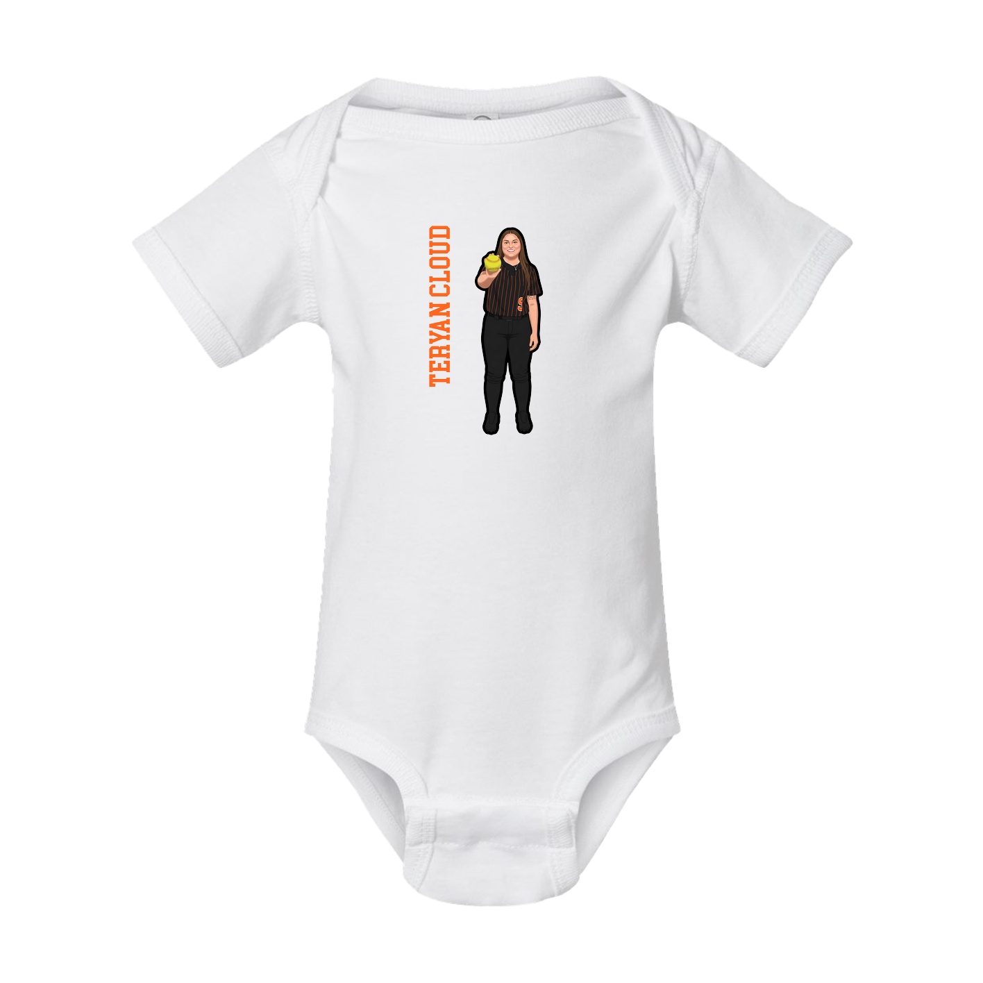 Baby Onesie — Name Vertical in White